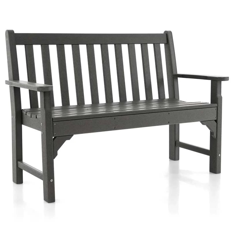 50Quot Hdpe All Weather Outdoor Patio Bench 2 Person Garden Park Bench Porch Loveseat Chair With Backrest Amp Armrests - Comfortable And Ergonomic Design