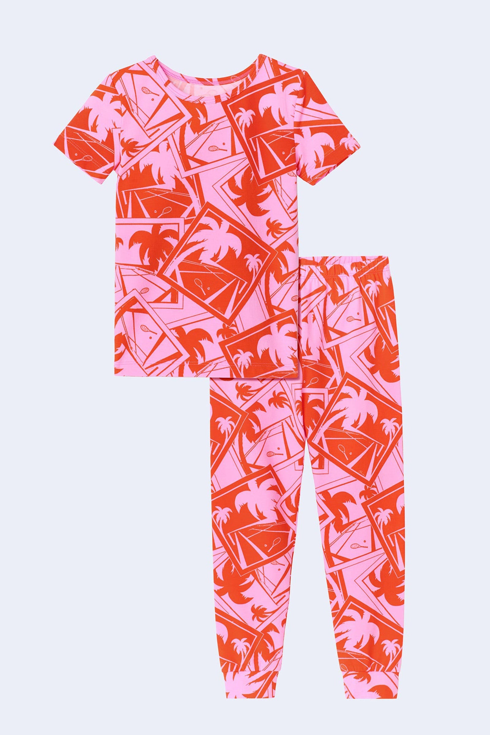 Pink Kids PJ Set - Tennis Stretch Jersey