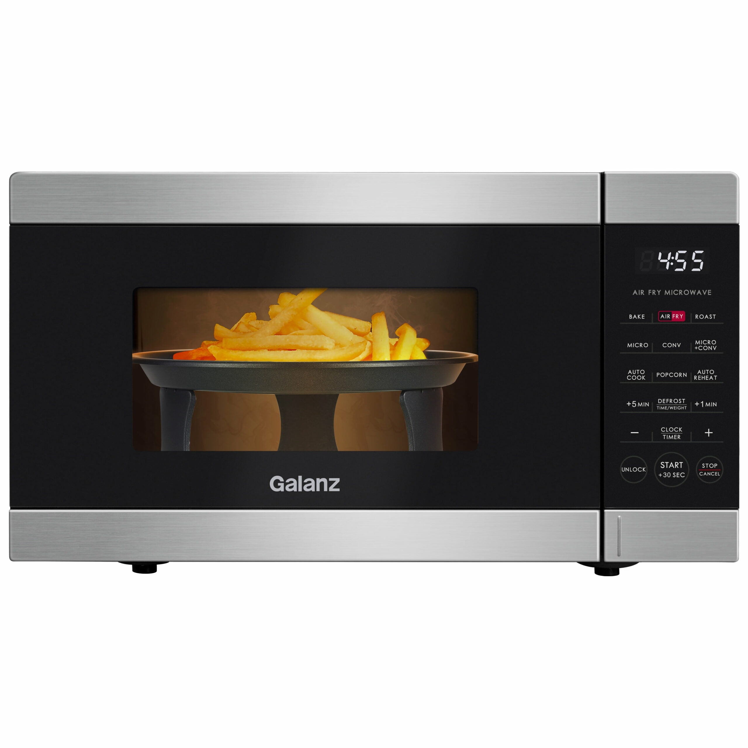 Galanz 3 in 1 Air Fry Microwave Oven, 0.9 Cu ft, 900W, Stainless Steel, Convection &amp; Air Fry Technology