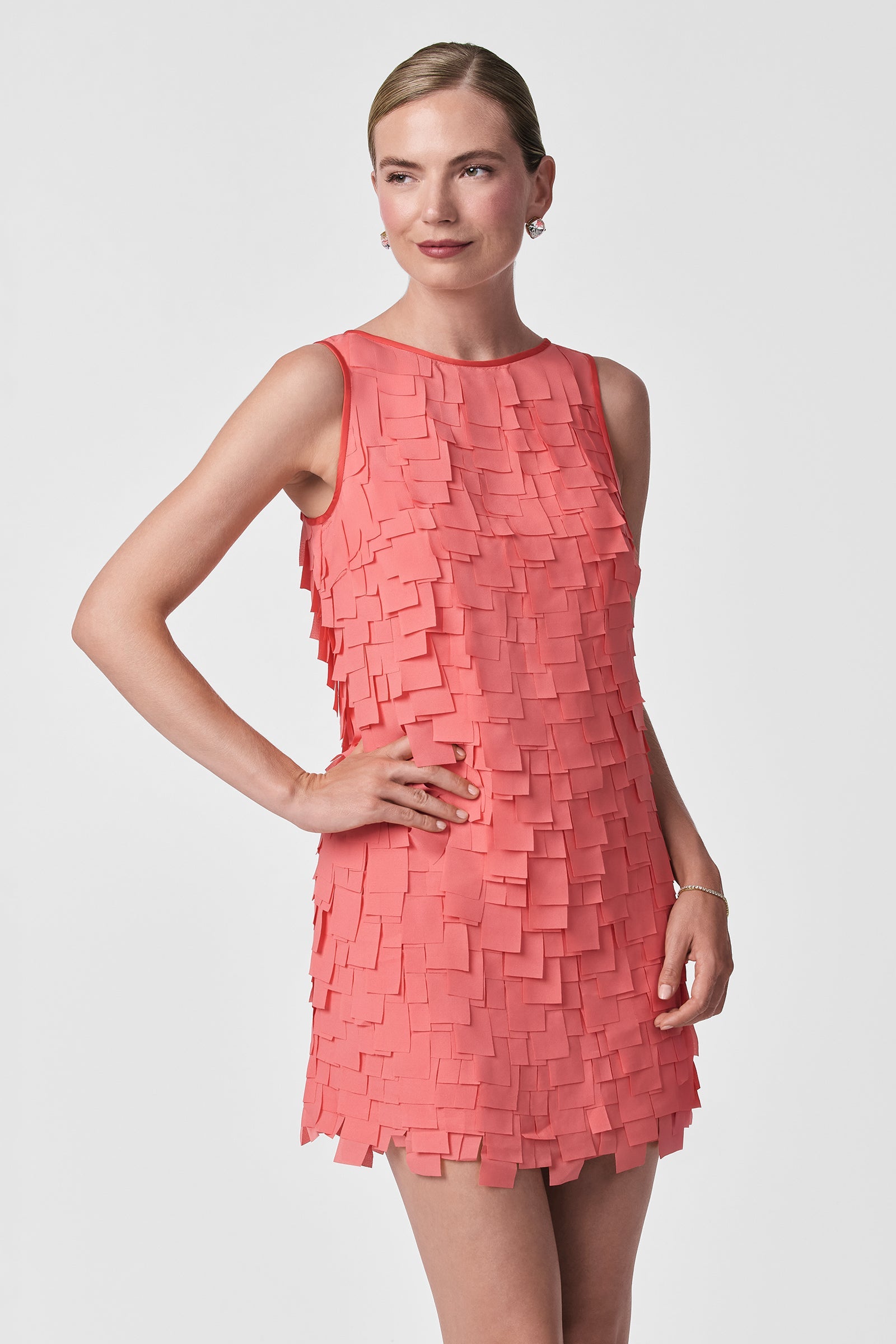 Valdis Sleeveless Shift Dress - Flutter Chiffon