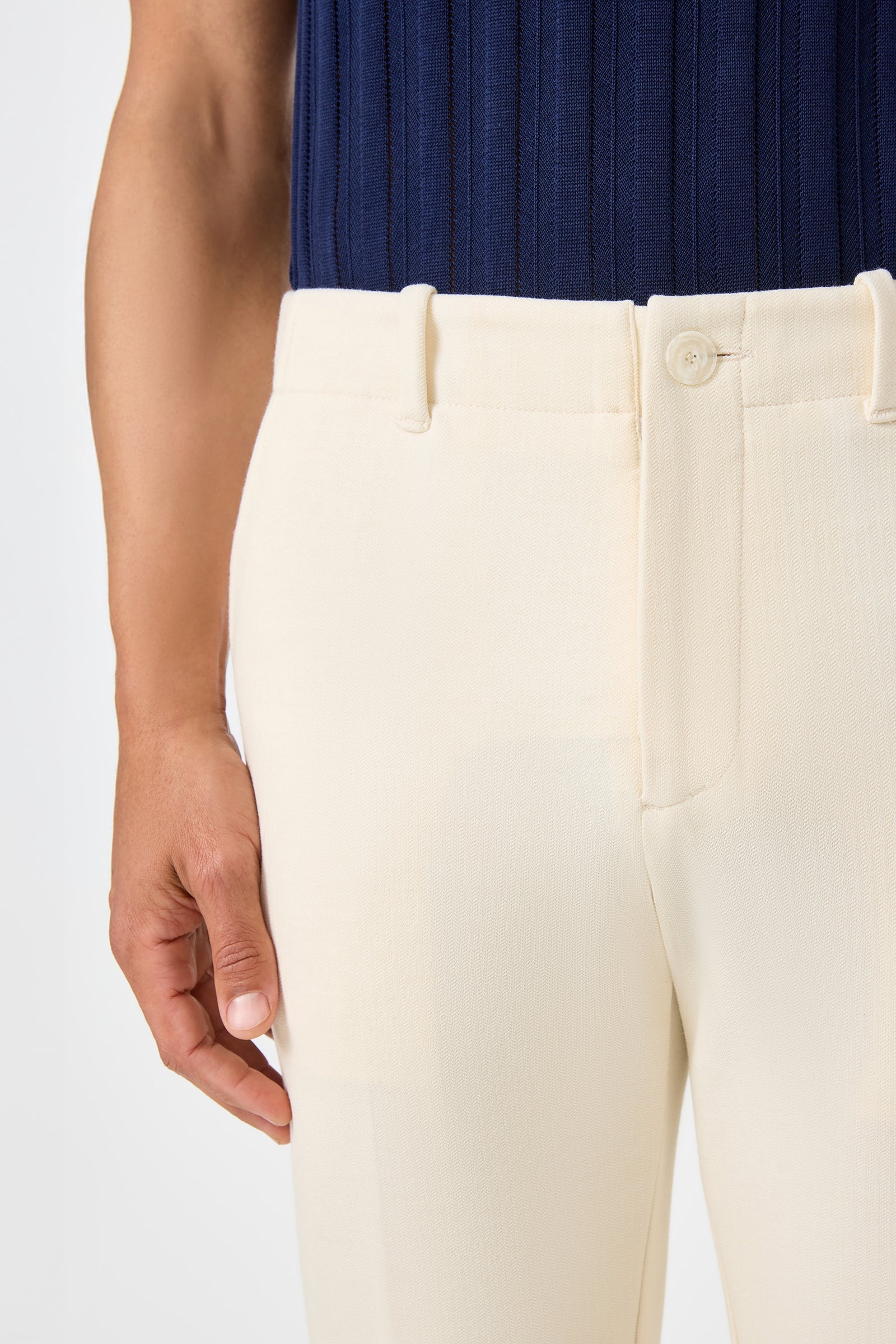 Alex Slim Trouser - Ecru