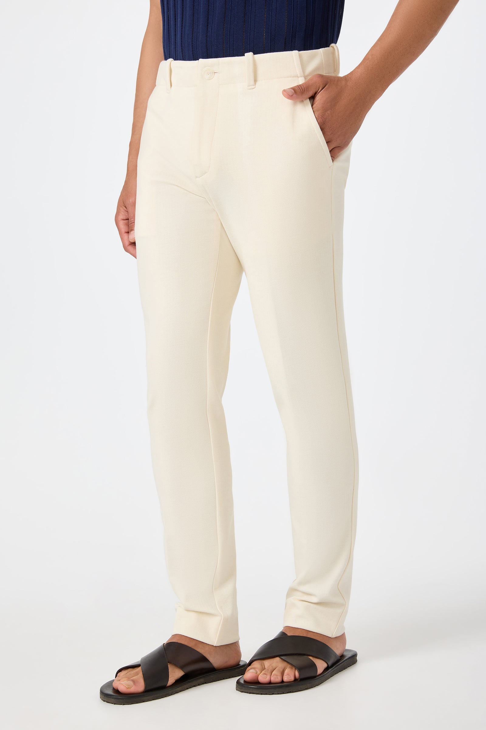 Alex Slim Trouser - Ecru