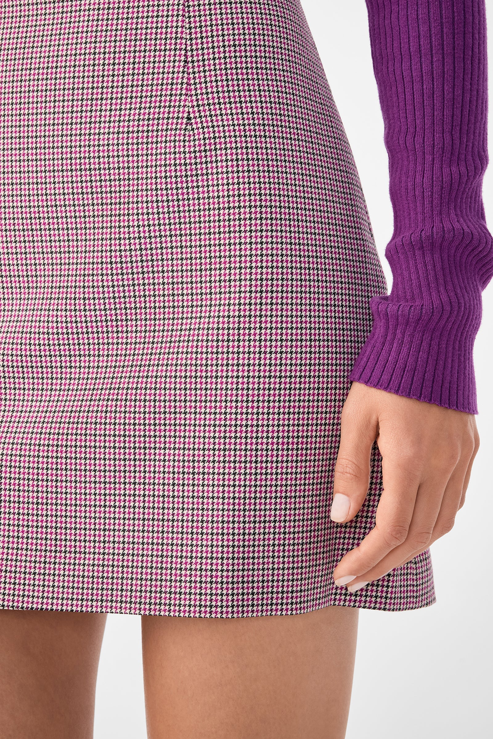 High Rise Rico Skirt - Hickory Houndstooth
