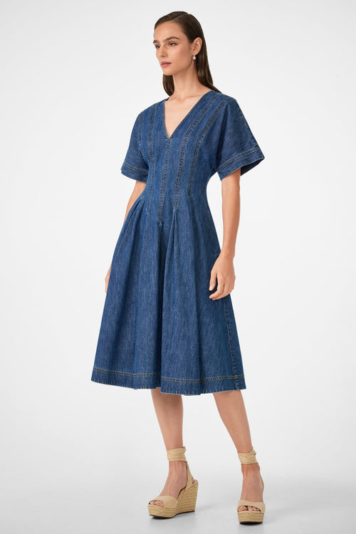 Ashe Short-Sleeve Denim Dress