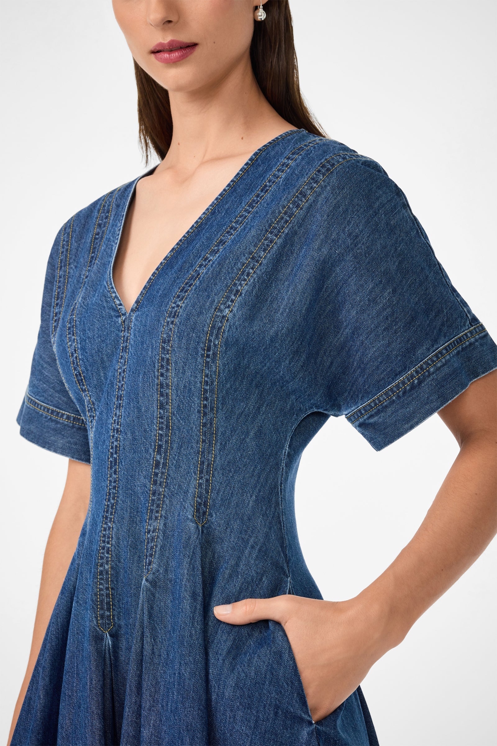 Ashe Short-Sleeve Denim Dress
