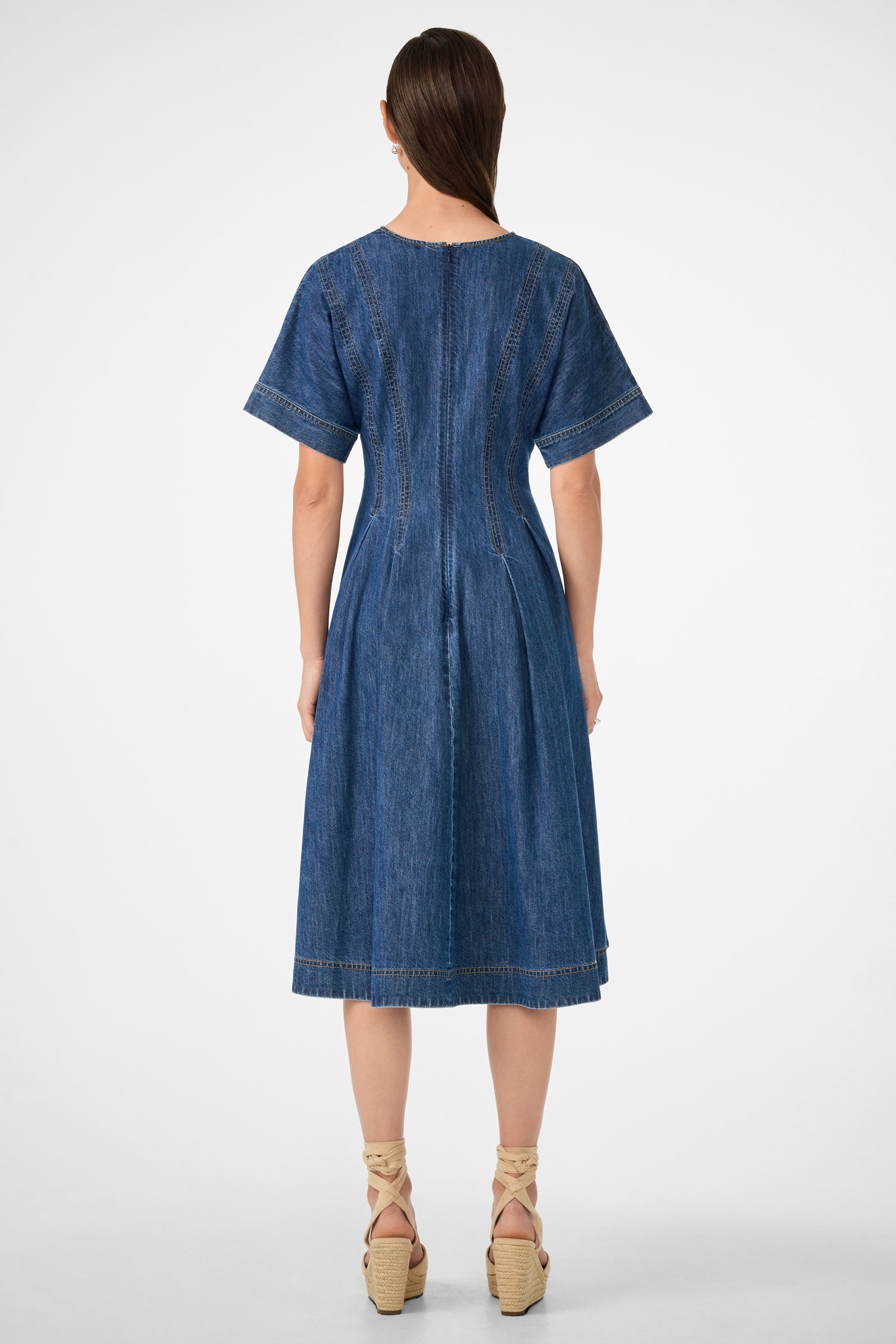 Ashe Short-Sleeve Denim Dress