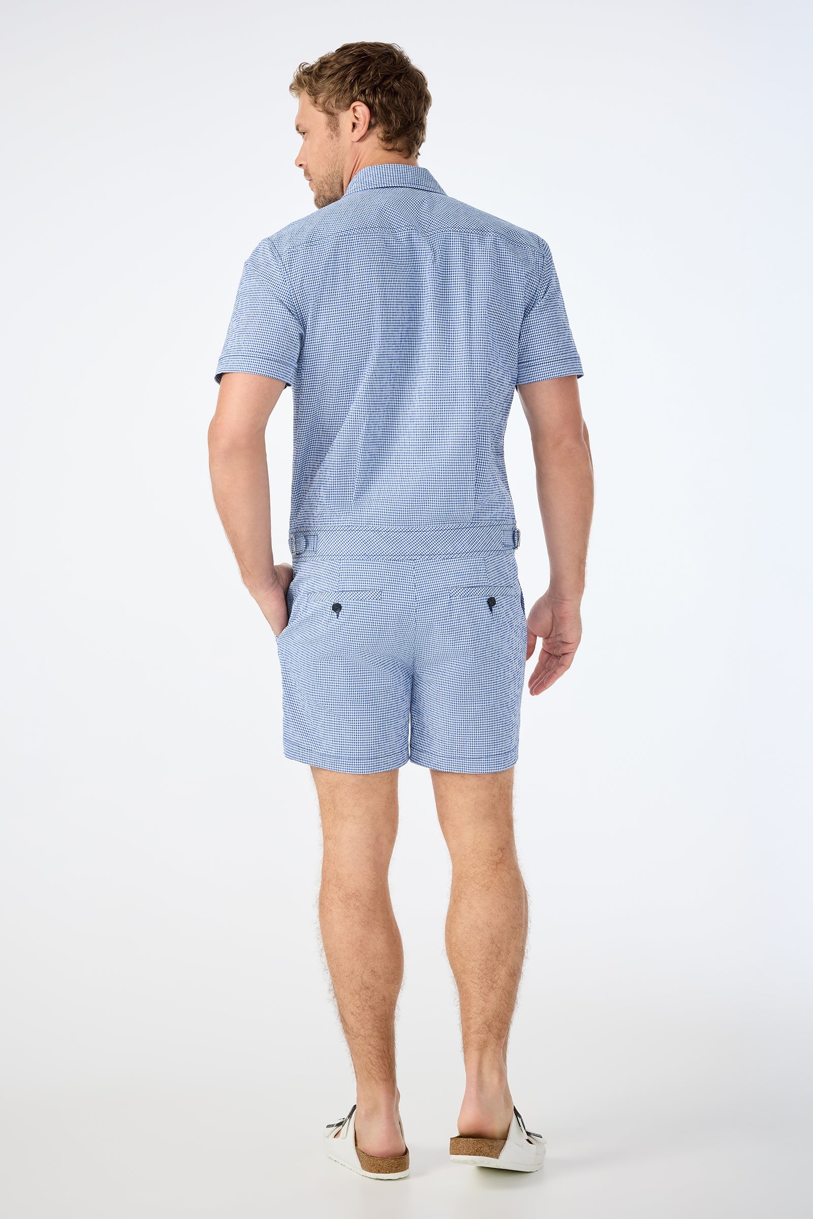 Sherman Short Jumpsuit - Ocean Gingham