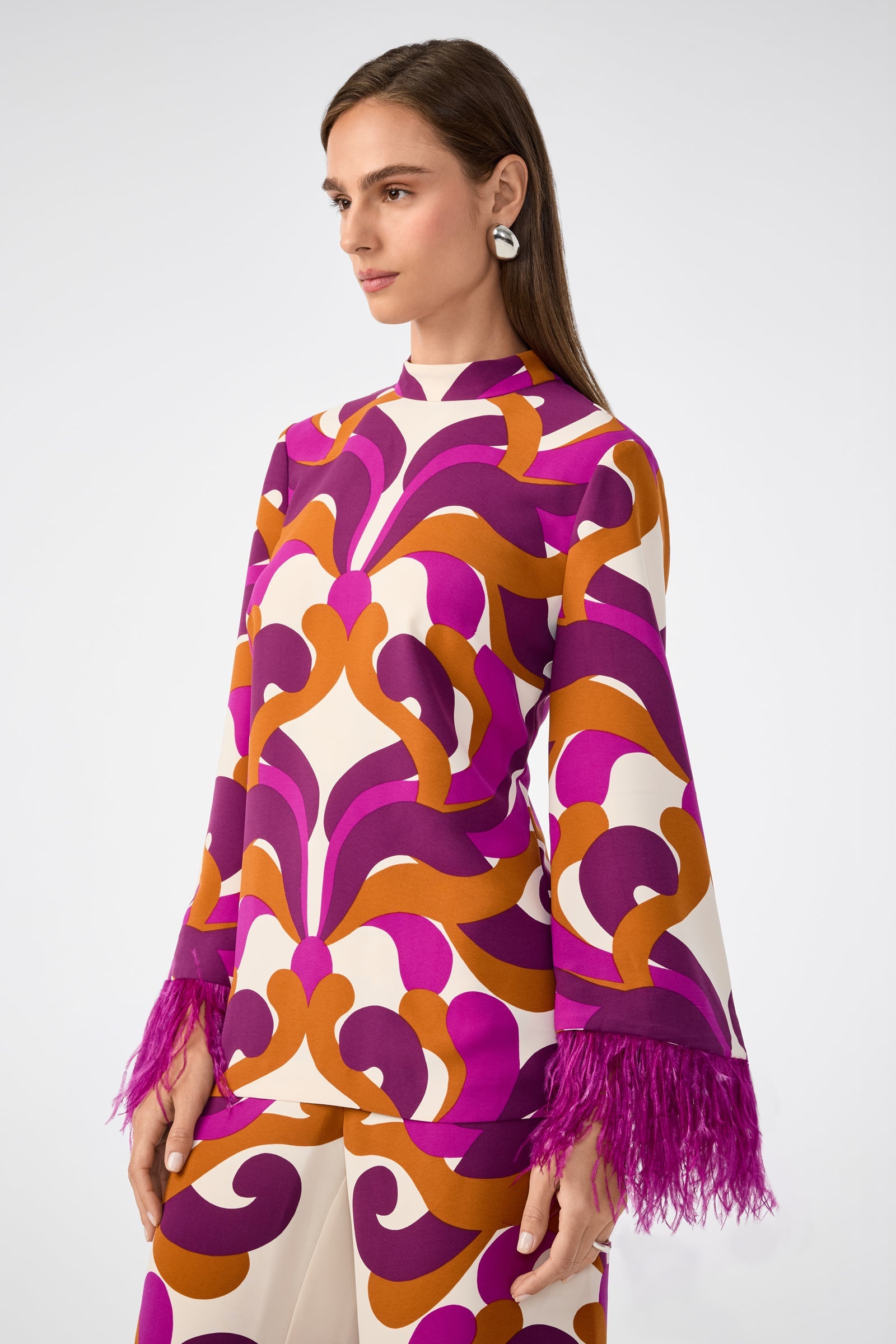 Nyssa Feather-Cuff Top