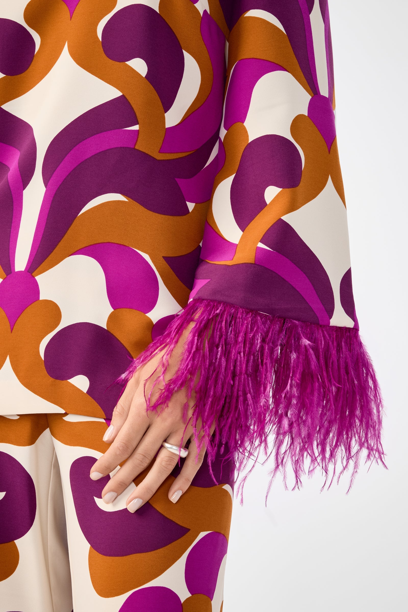 Nyssa Feather-Cuff Top