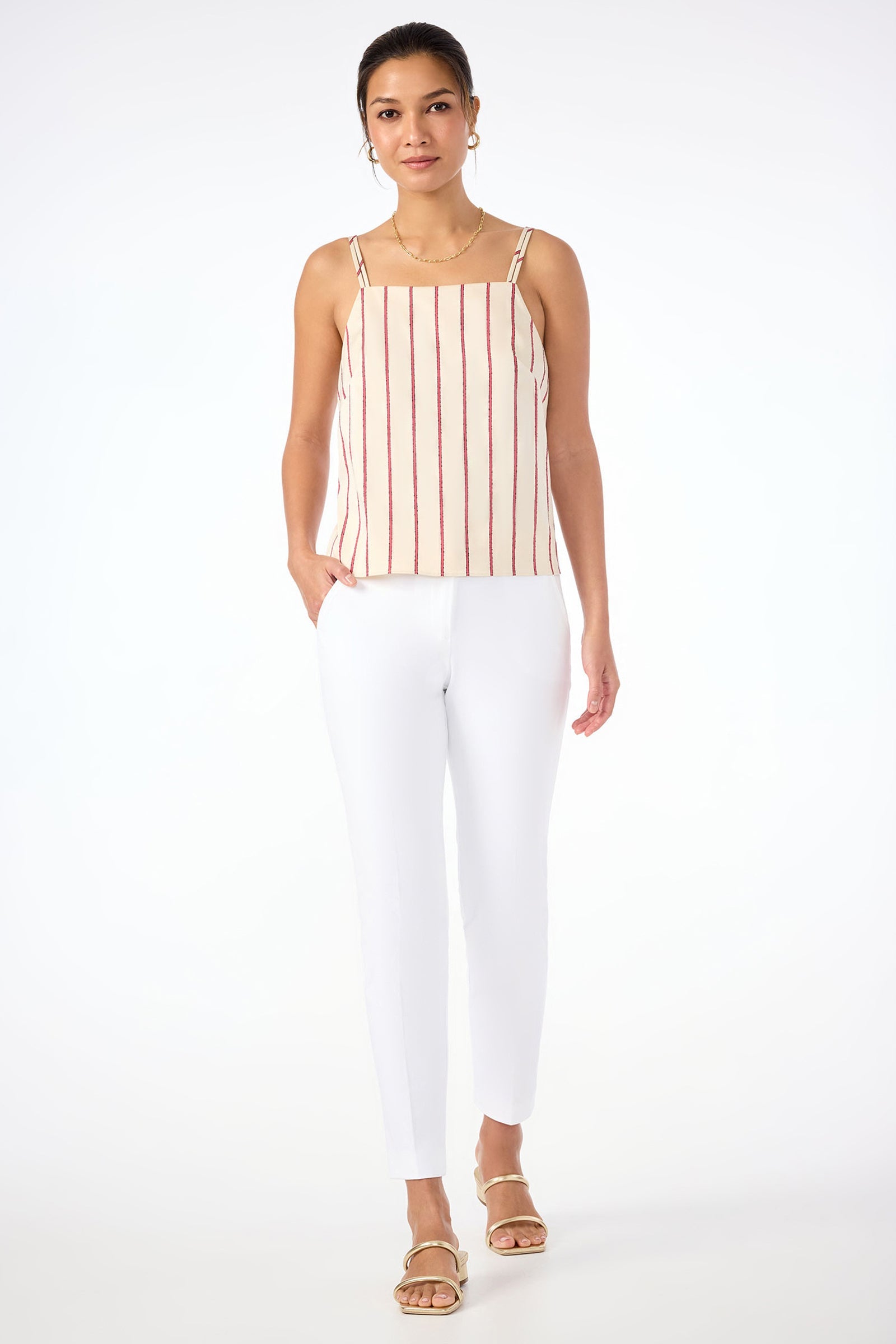Trouve Sleeveless A-Line Top - Solaire Stripe