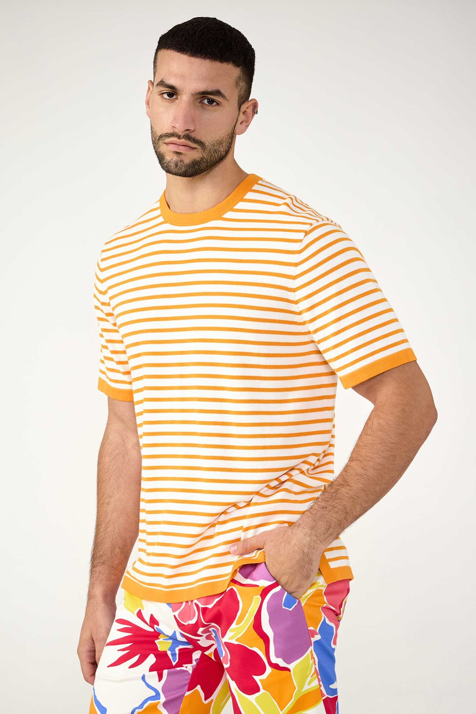Giovanni Stripe Short-Sleeve Pullover