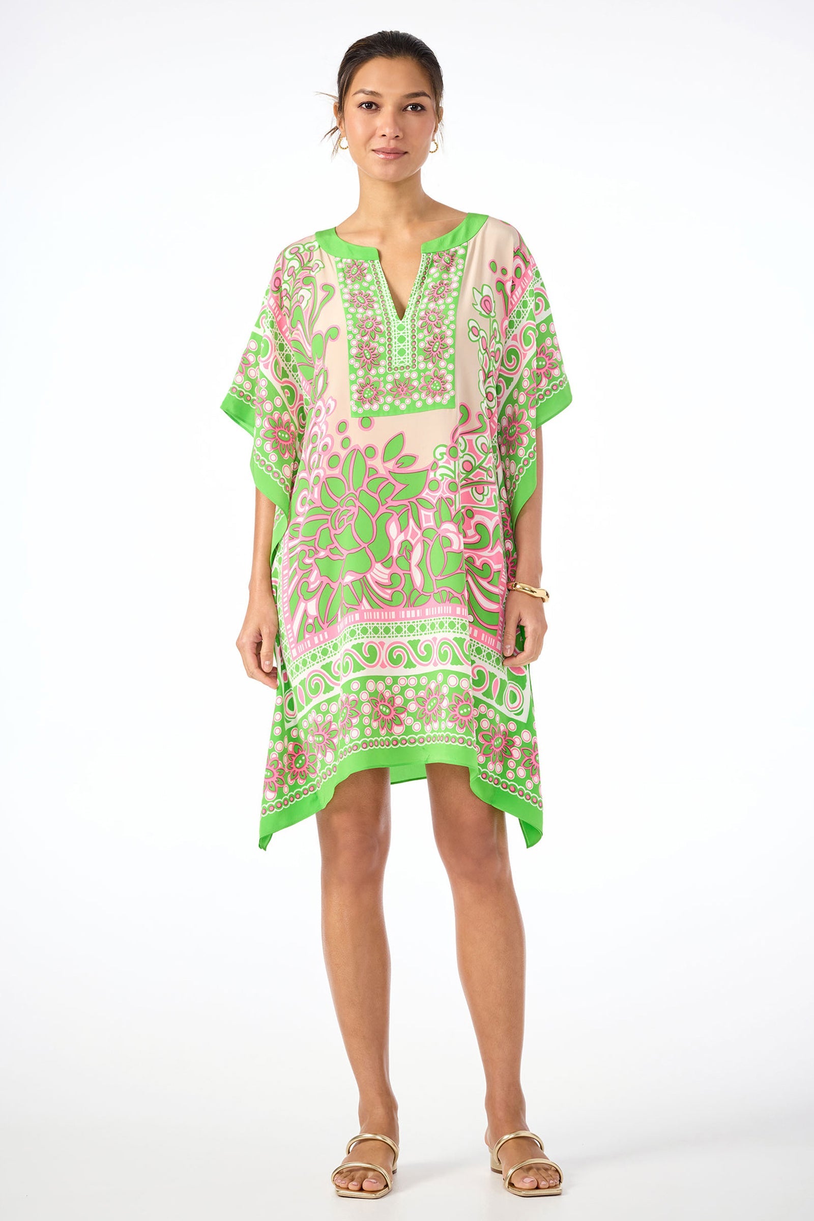 Theodora Caftan Dress - Petra Floral Silk