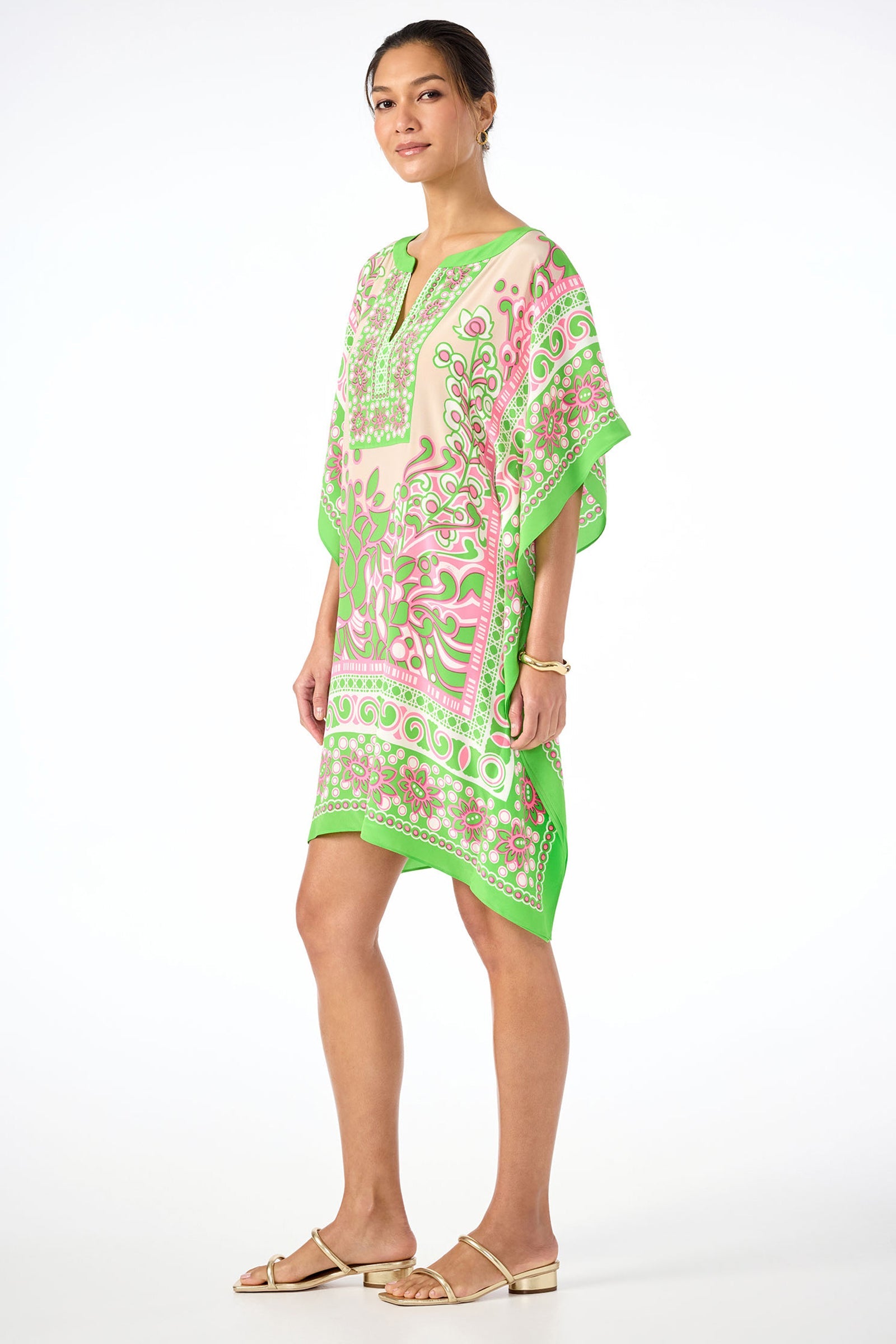 Theodora Caftan Dress - Petra Floral Silk