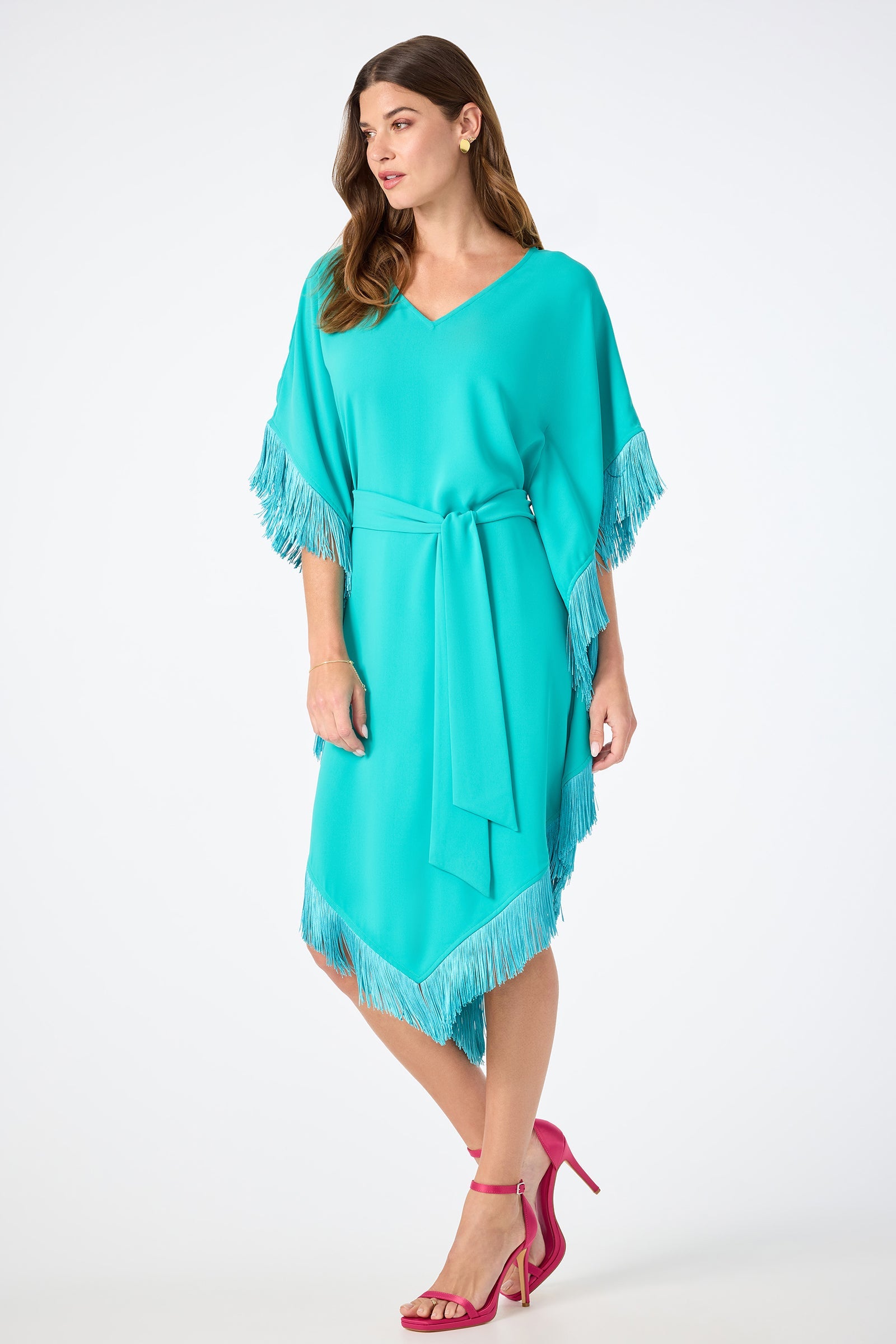 Toulouse Short-Sleeve Fringe Dress
