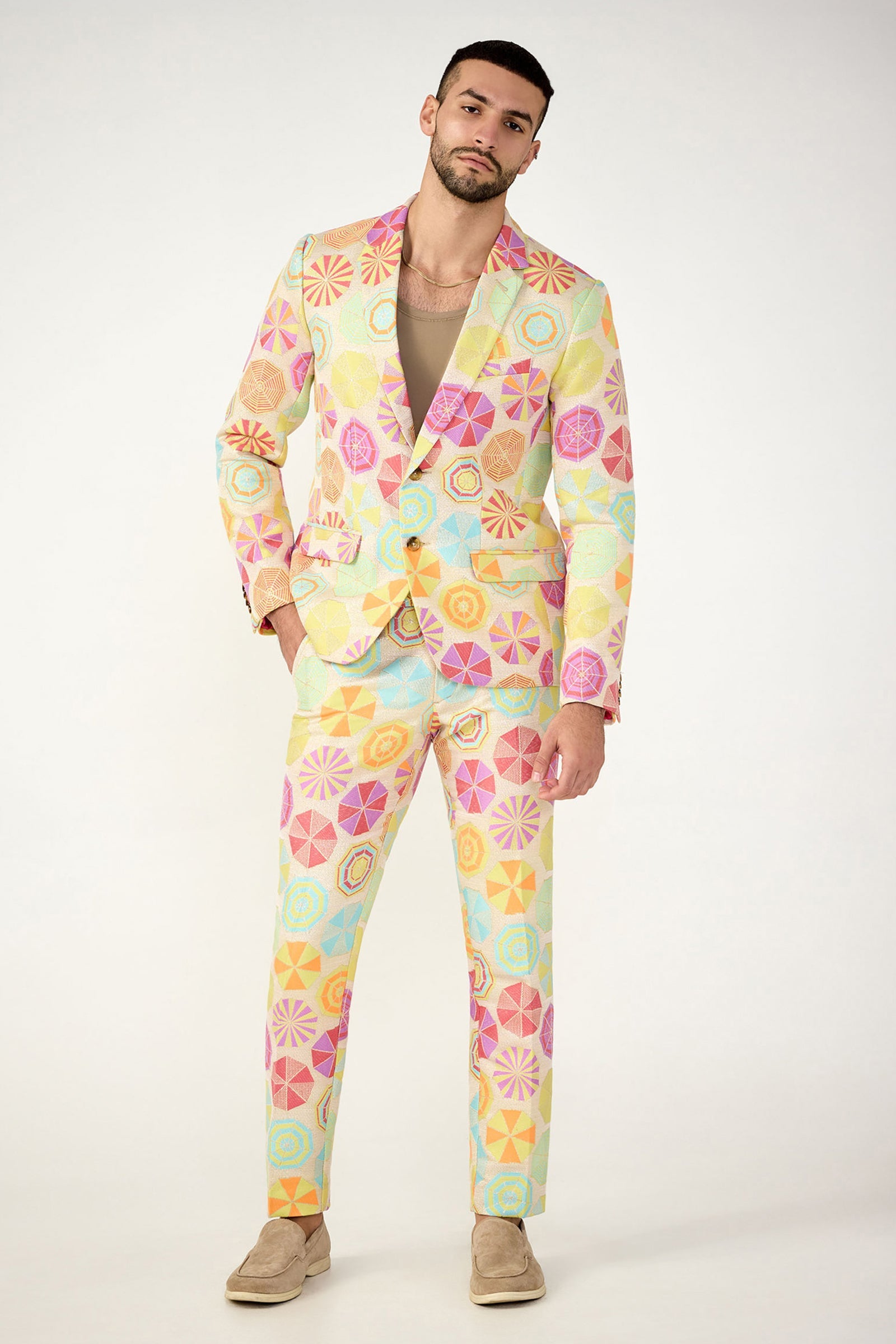 Clyde Slim Trouser - Parapluie Jacquard