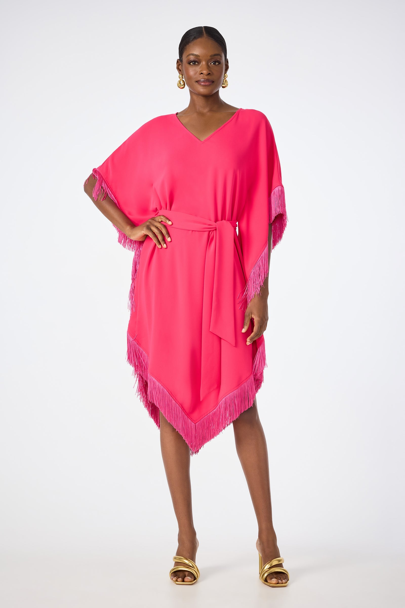 Toulouse Short-Sleeve Fringe Dress
