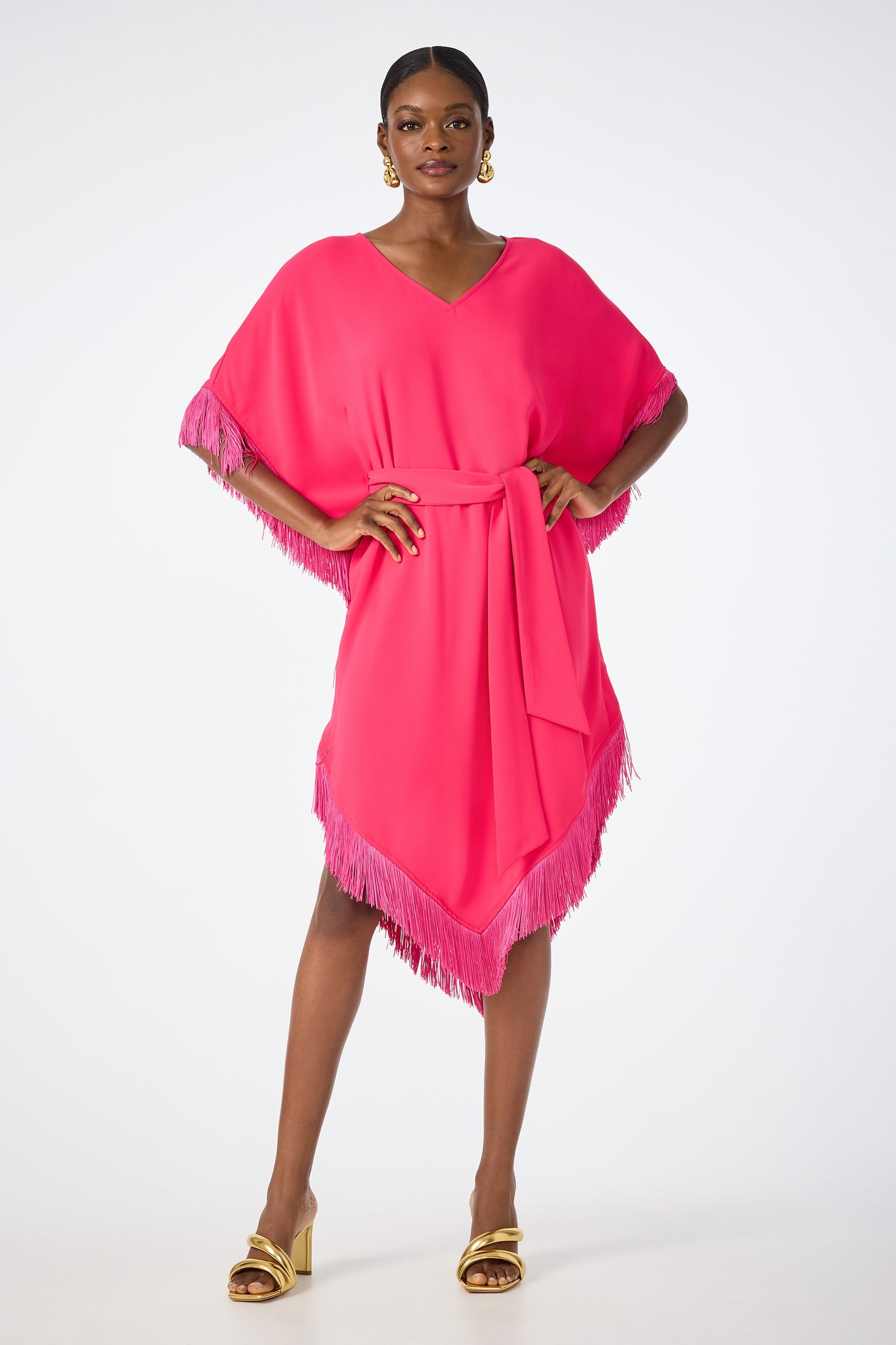 Toulouse Short-Sleeve Fringe Dress