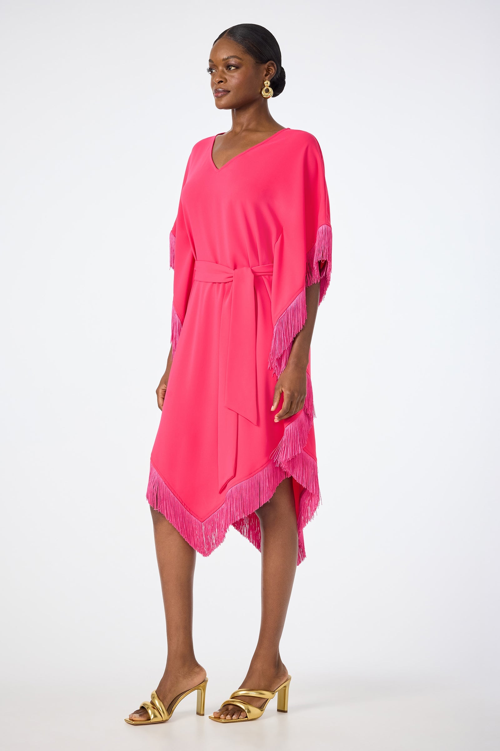 Toulouse Short-Sleeve Fringe Dress