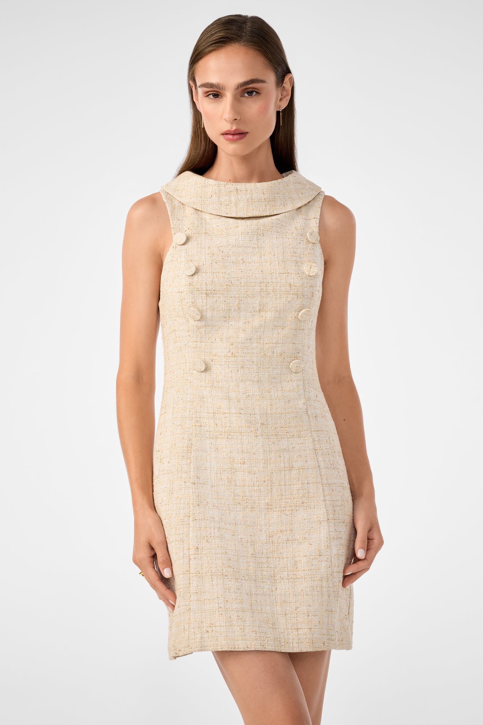 Beziers Sleeveless Tweed Dress