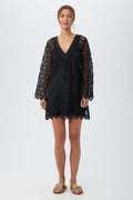 Women's Chateau Lace Long Sleeve V-Neck Swim Cover-Up Dress