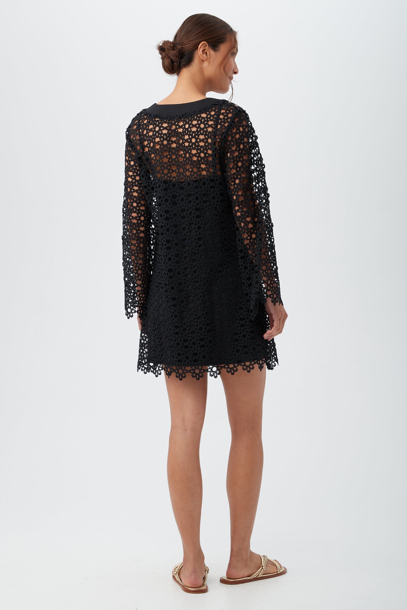 Women's Chateau Lace Long Sleeve V-Neck Swim Cover-Up Dress