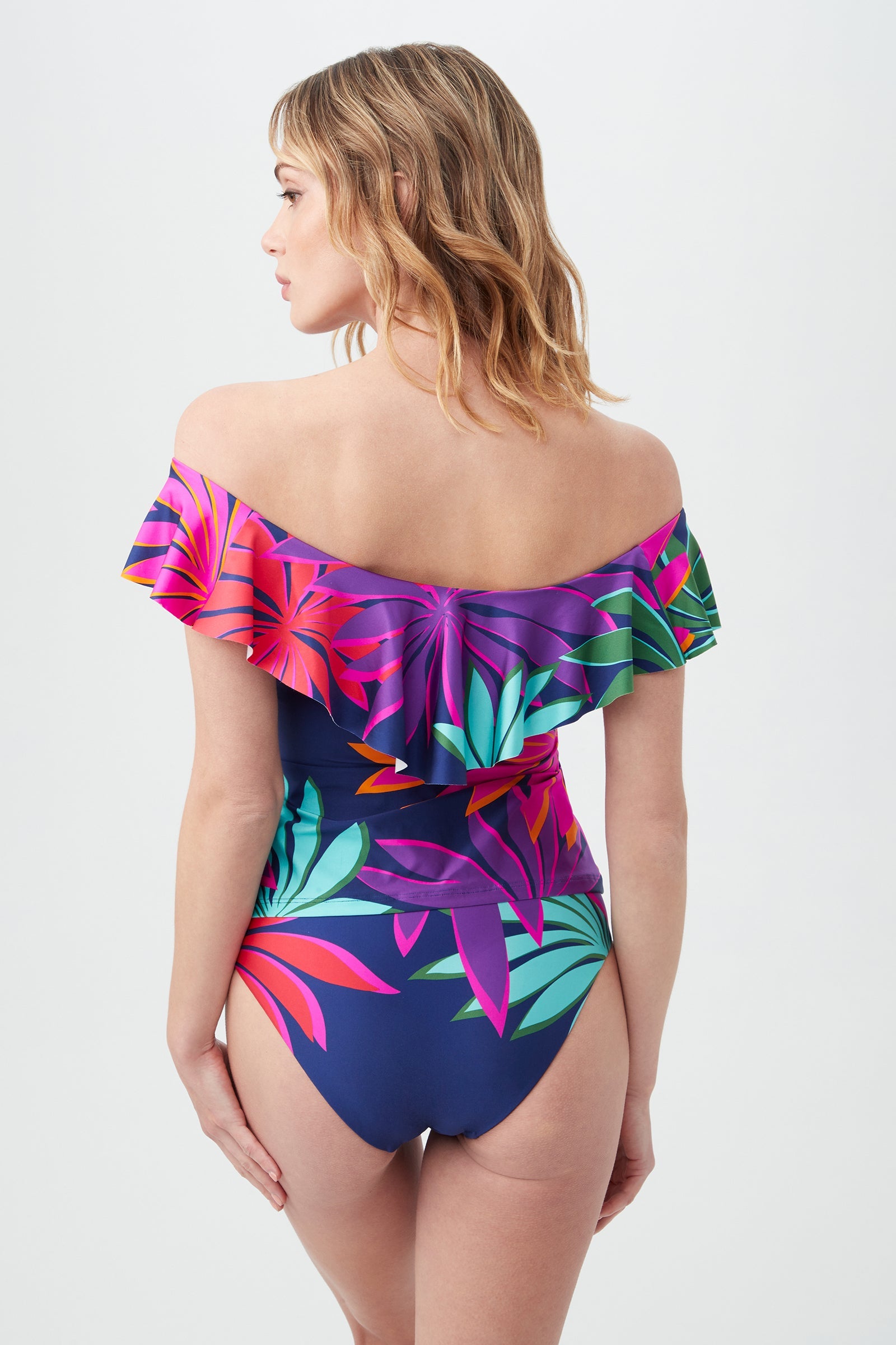 Women's Wailea Off The Shoulder Ruffle Tankini Swim Top