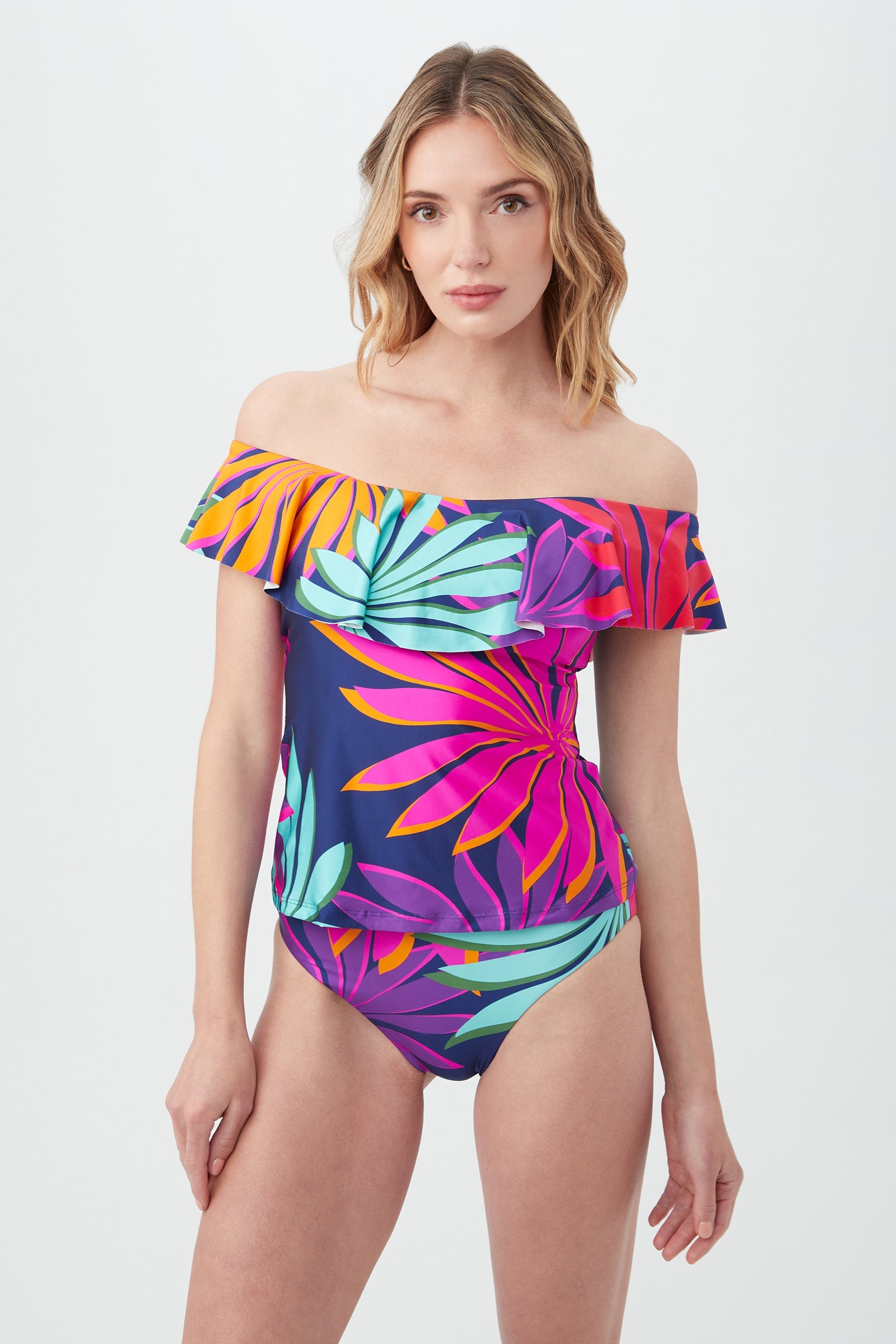 Women's Wailea Off The Shoulder Ruffle Tankini Swim Top