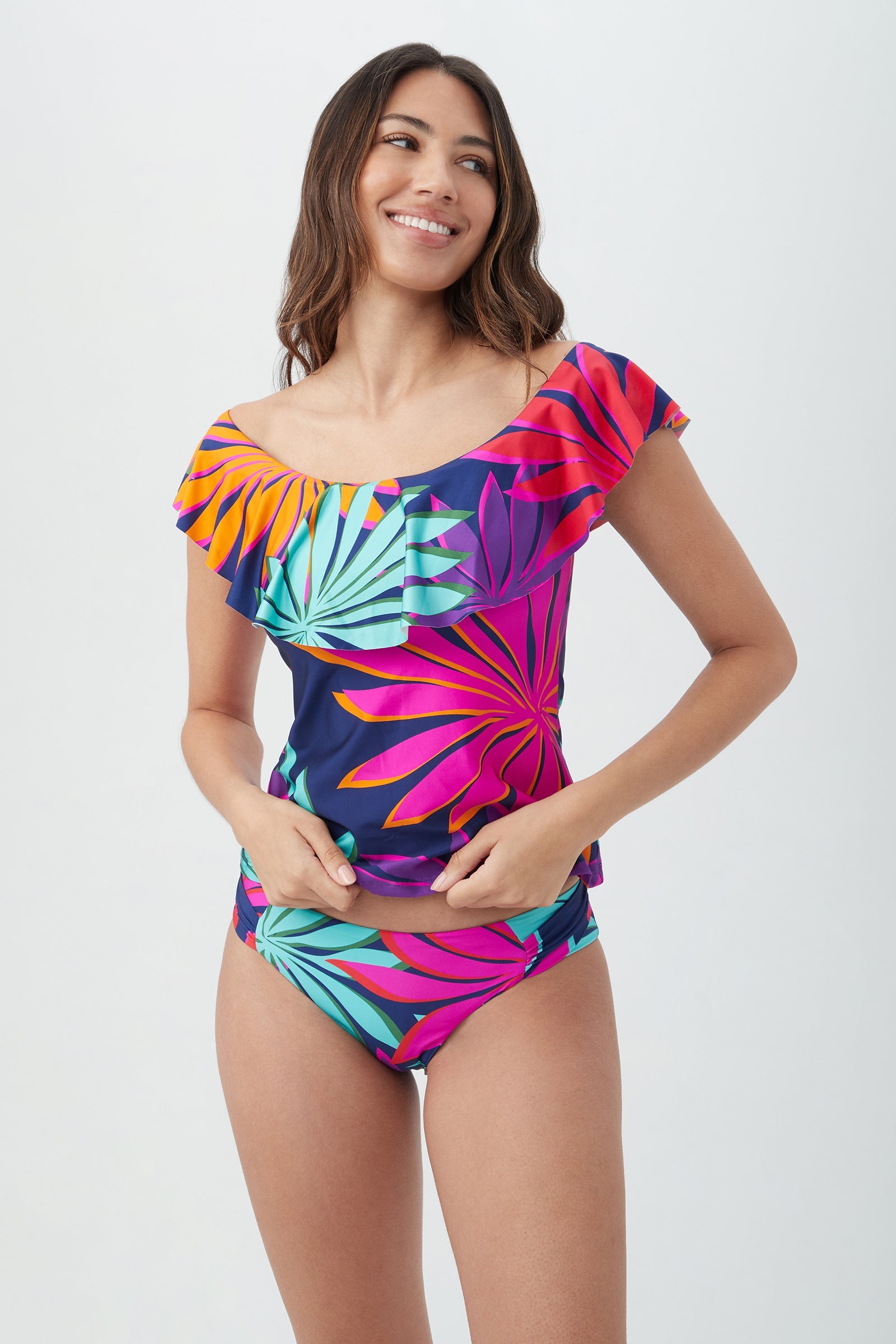 Women's Wailea Off The Shoulder Ruffle Tankini Swim Top