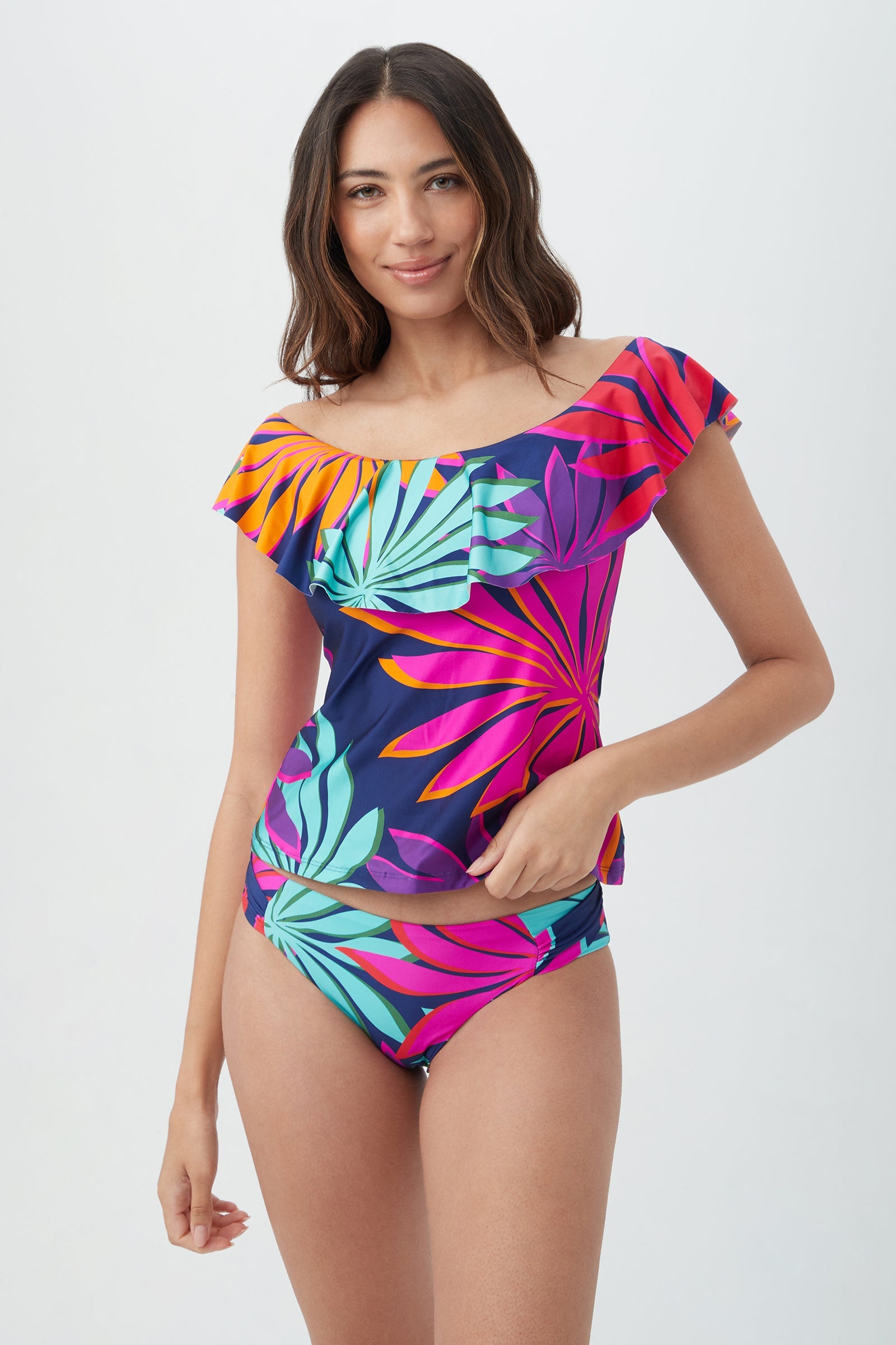 Women's Wailea Off The Shoulder Ruffle Tankini Swim Top