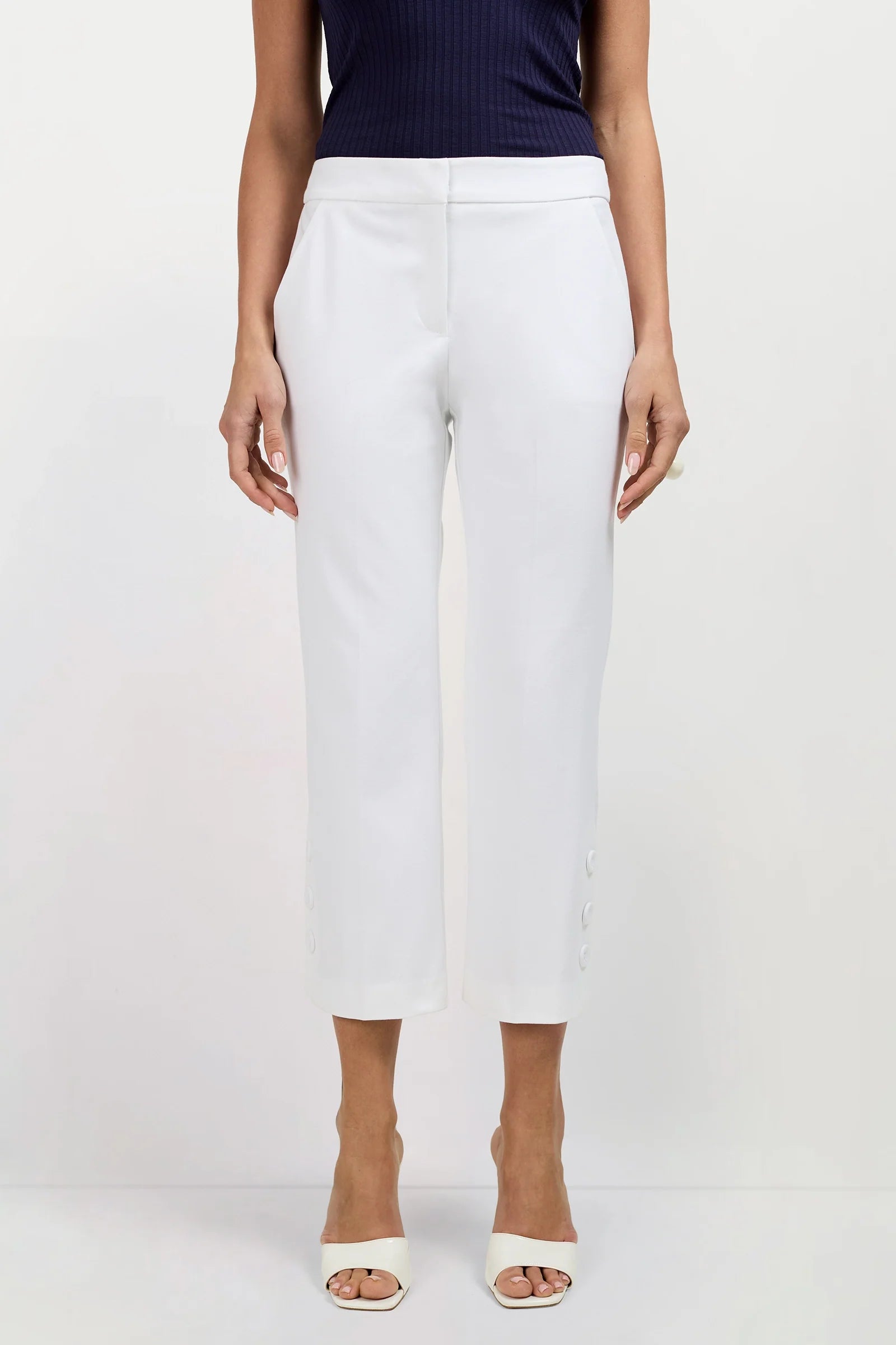 Ore Button-Hem Cropped Pant