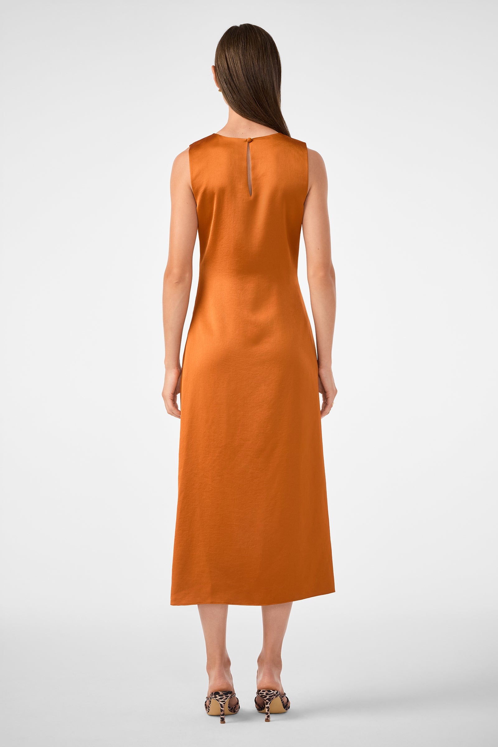 Chestnut Ruched Midi Dress