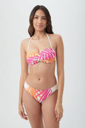 Women's Sheer Tropics Twist Front Strapless Bandeau Swim Top
