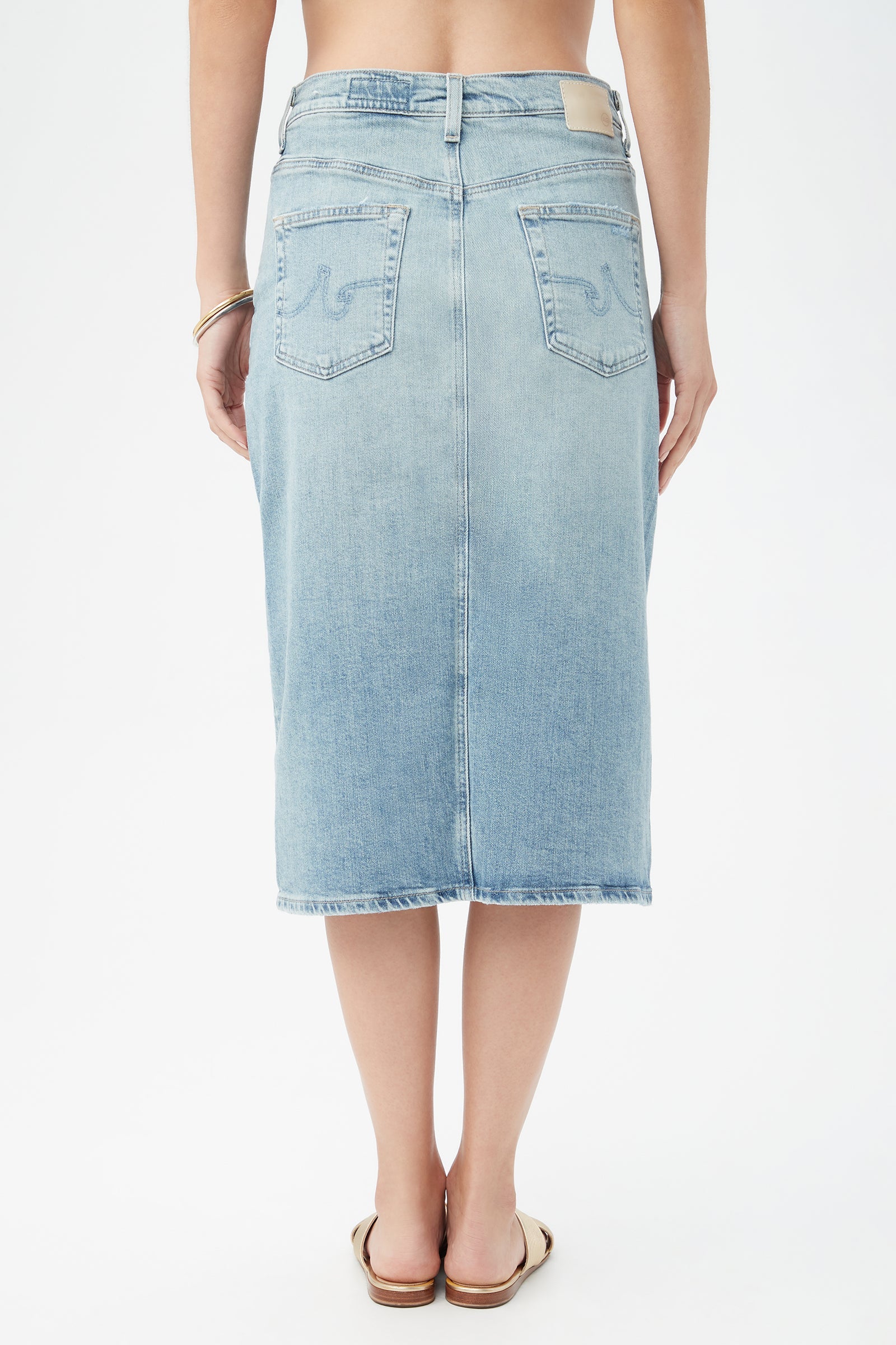 AG Women's Alicia Light Blue Jean Midi Skirt