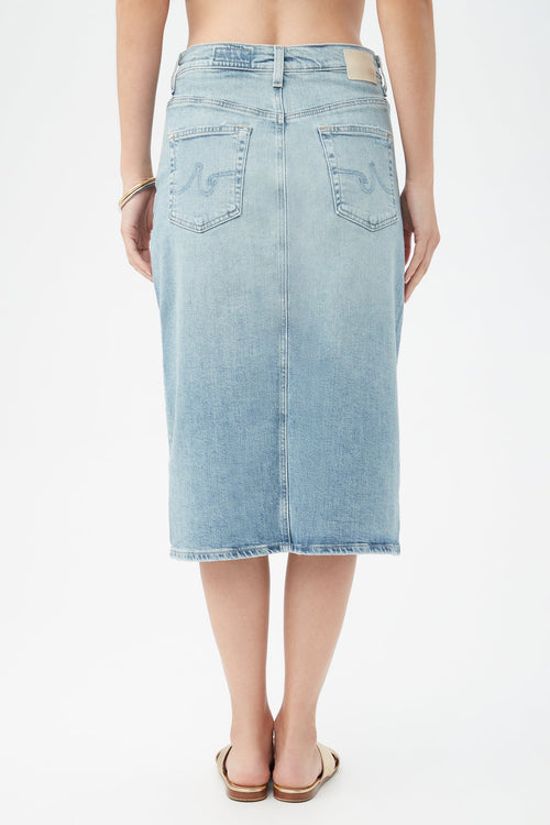 AG Women's Alicia Light Blue Jean Midi Skirt