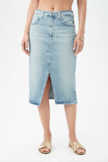 AG Women's Alicia Light Blue Jean Midi Skirt