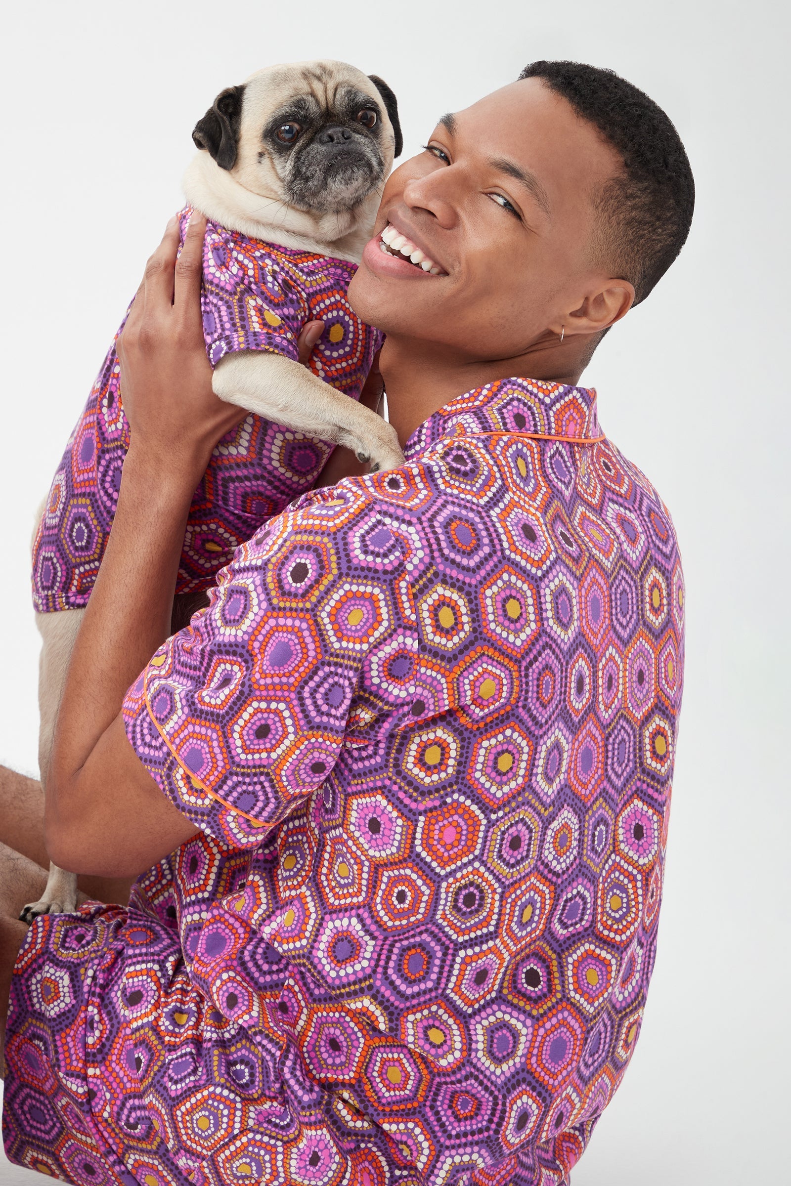 Honeycomb Dots Short Sleeve Jersey Dog Pajama Shirt
