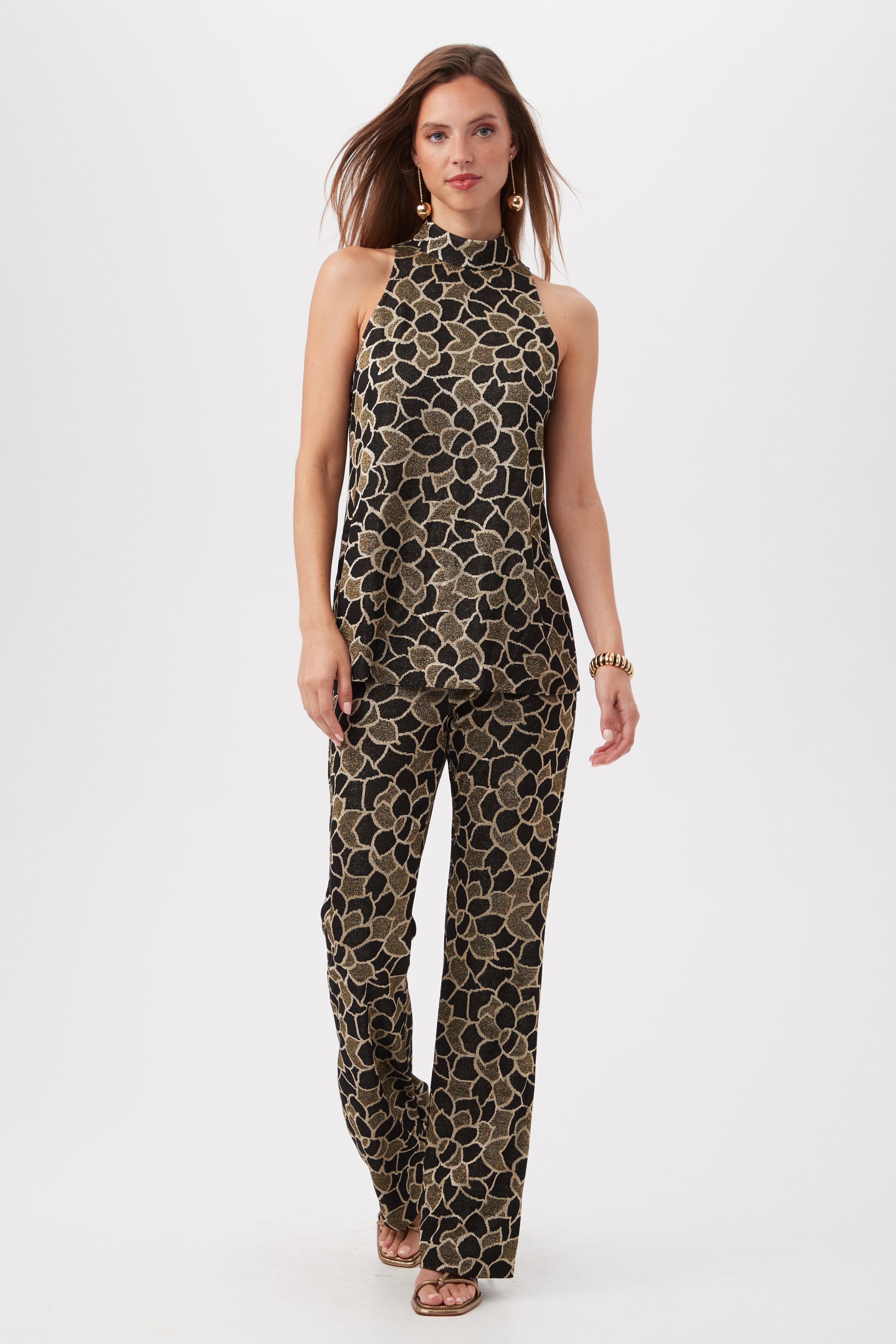 Northern Lights Knit Jacquard Sleeveless Mockneck Tunic Top