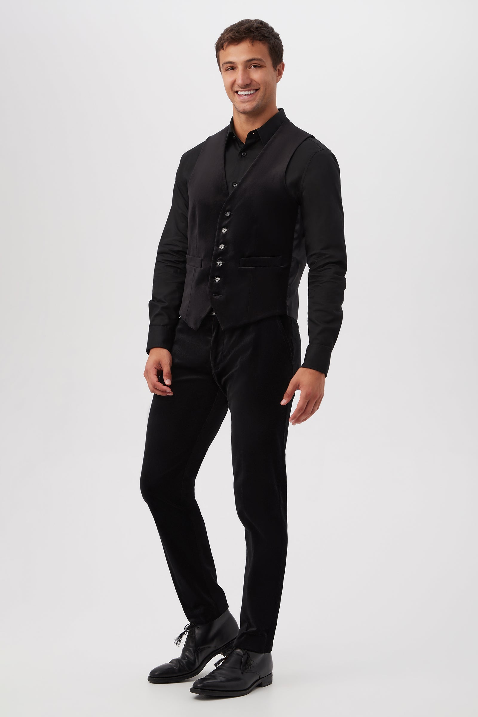 Irving Vest - Black Velveteen