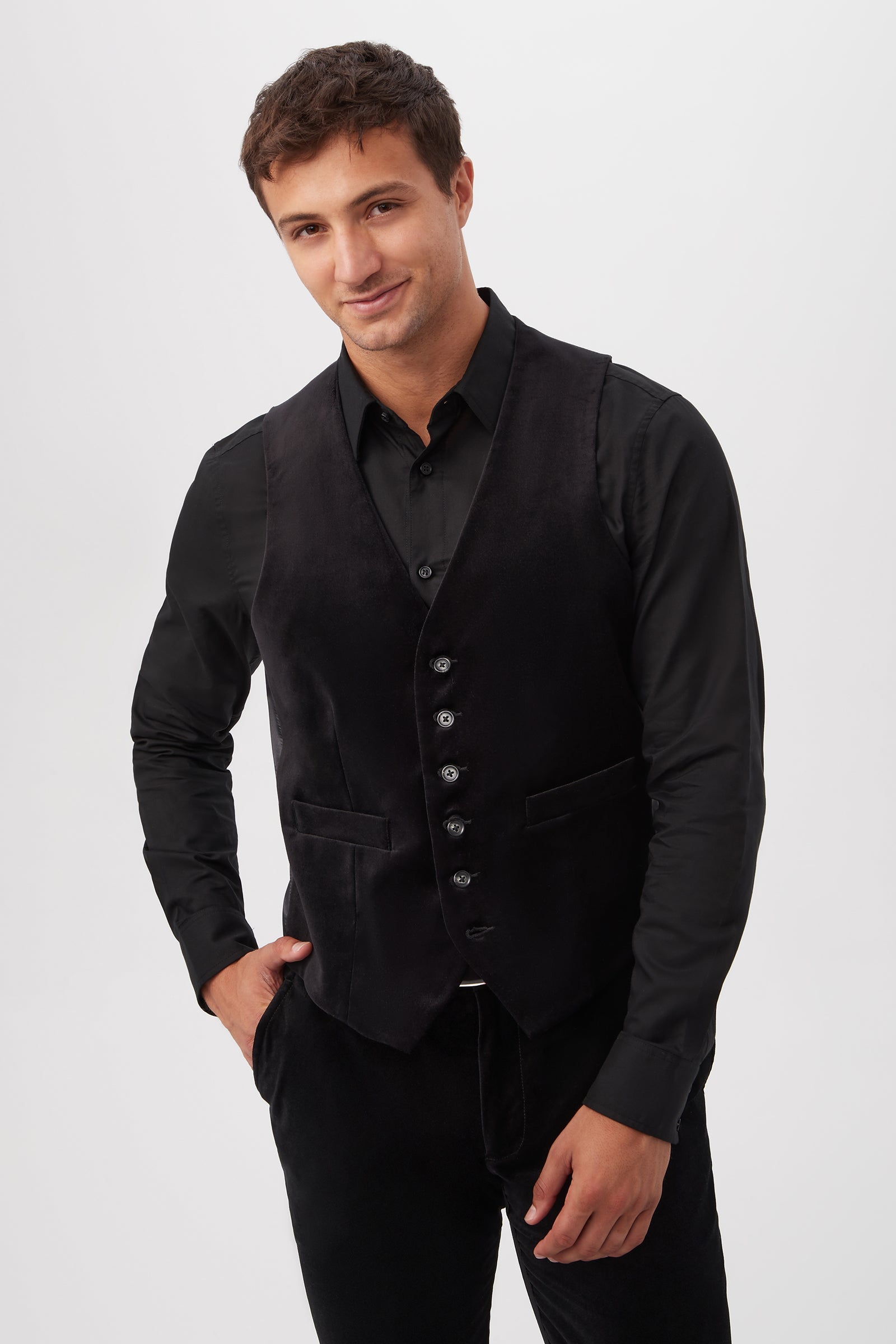 Irving Vest - Black Velveteen