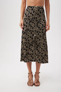 Zane Metallic Knit Jacquard Zip-Front Midi Skirt