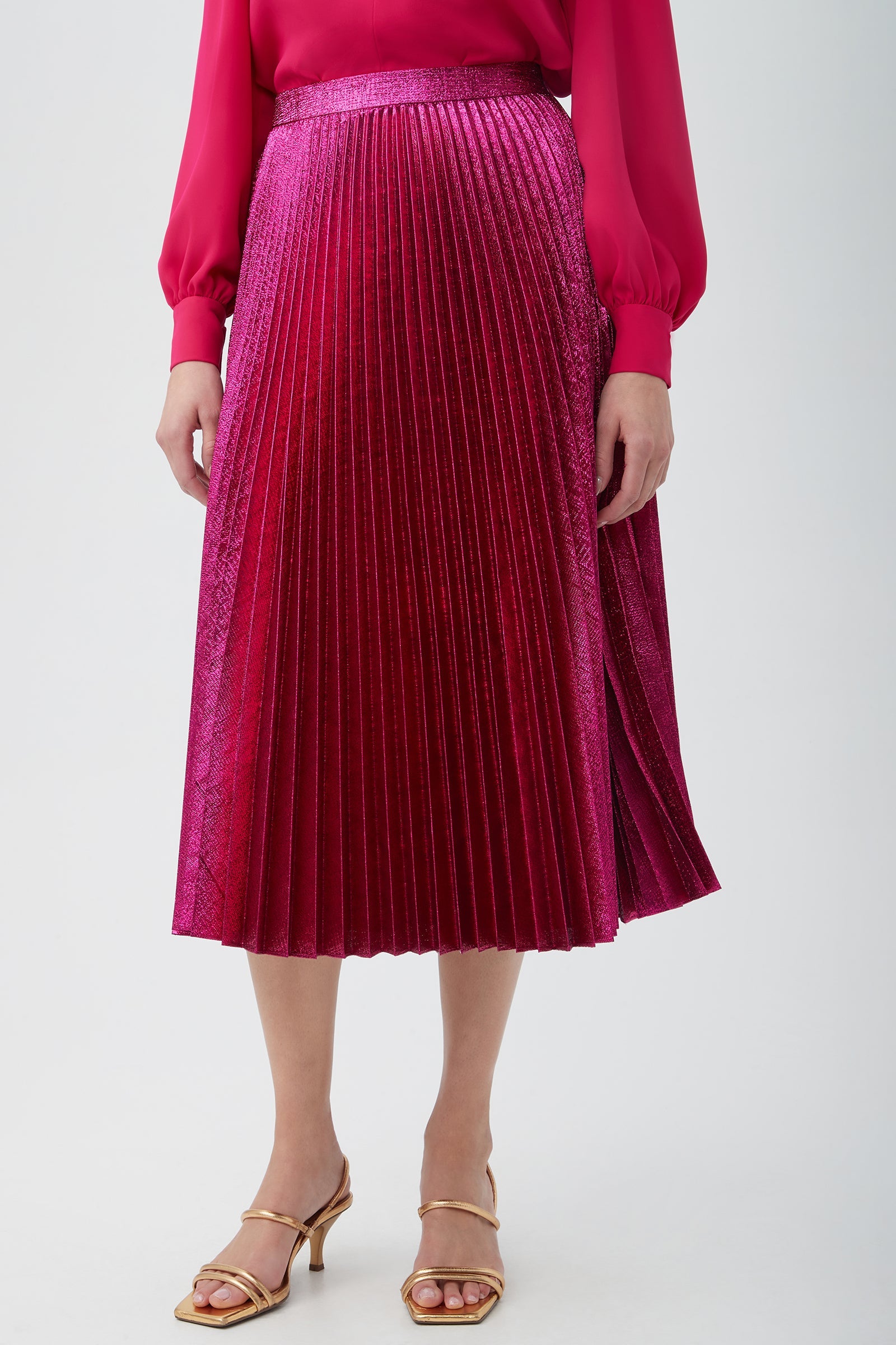 Faye Luminary Midi Skirt With Accordion Pleats
