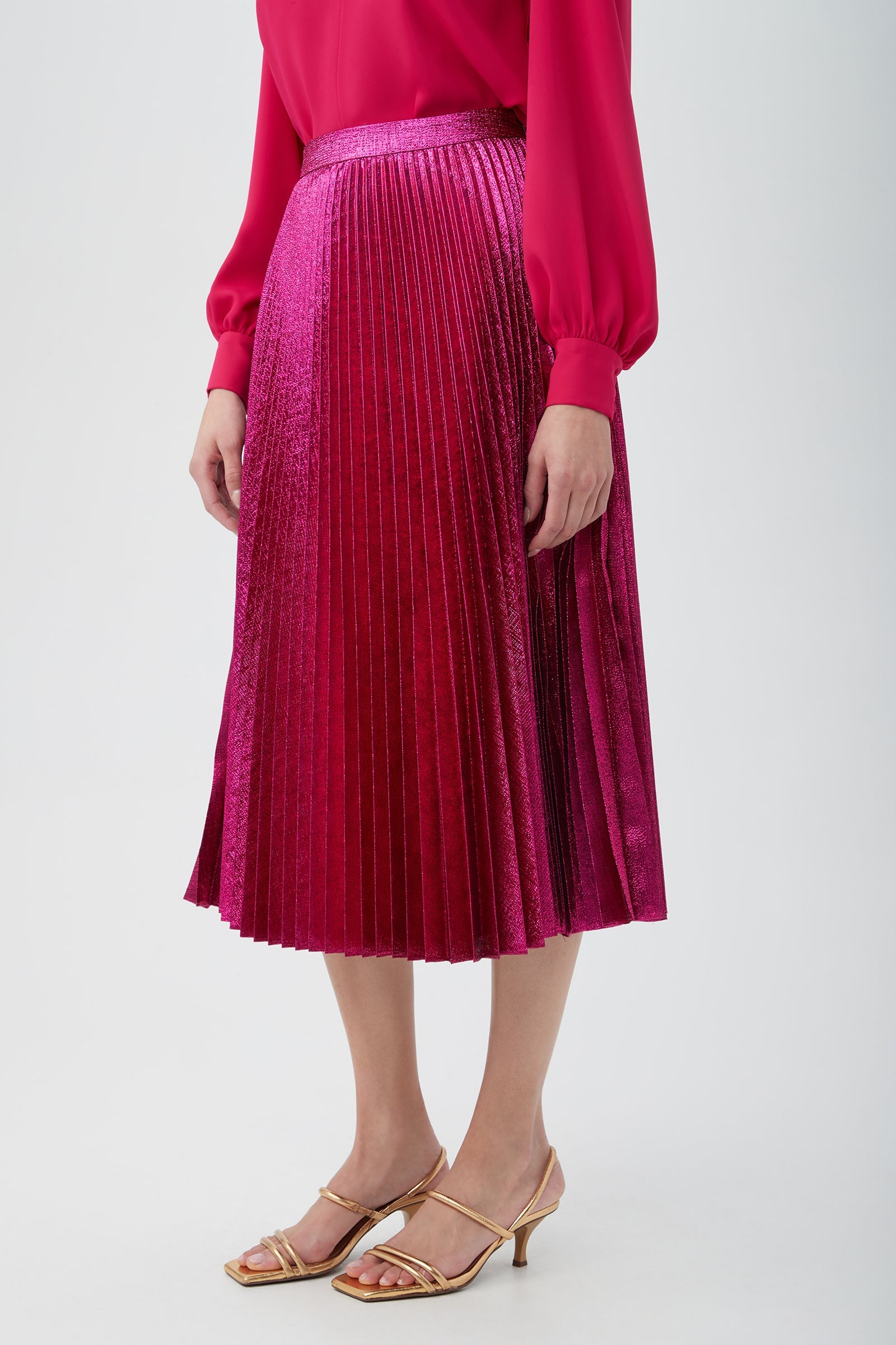 Faye Luminary Midi Skirt With Accordion Pleats