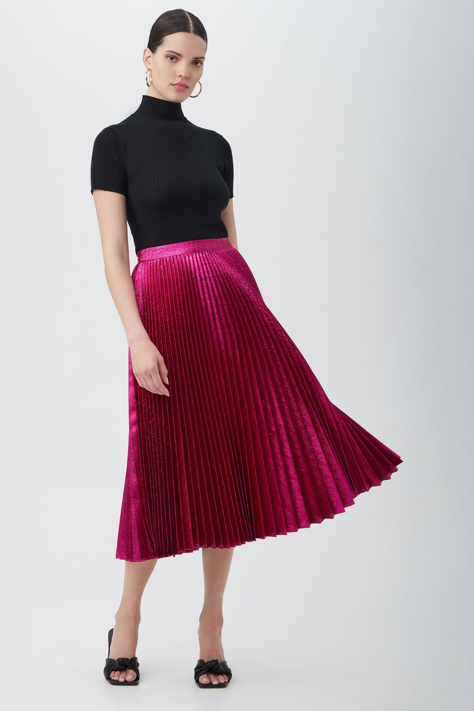Faye Luminary Midi Skirt With Accordion Pleats