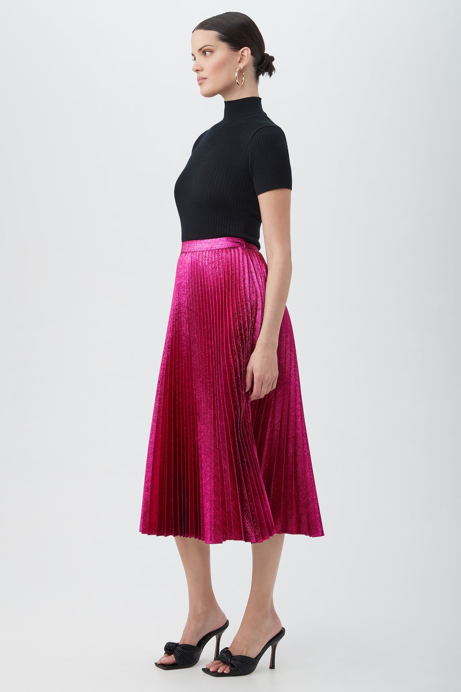 Faye Luminary Midi Skirt With Accordion Pleats