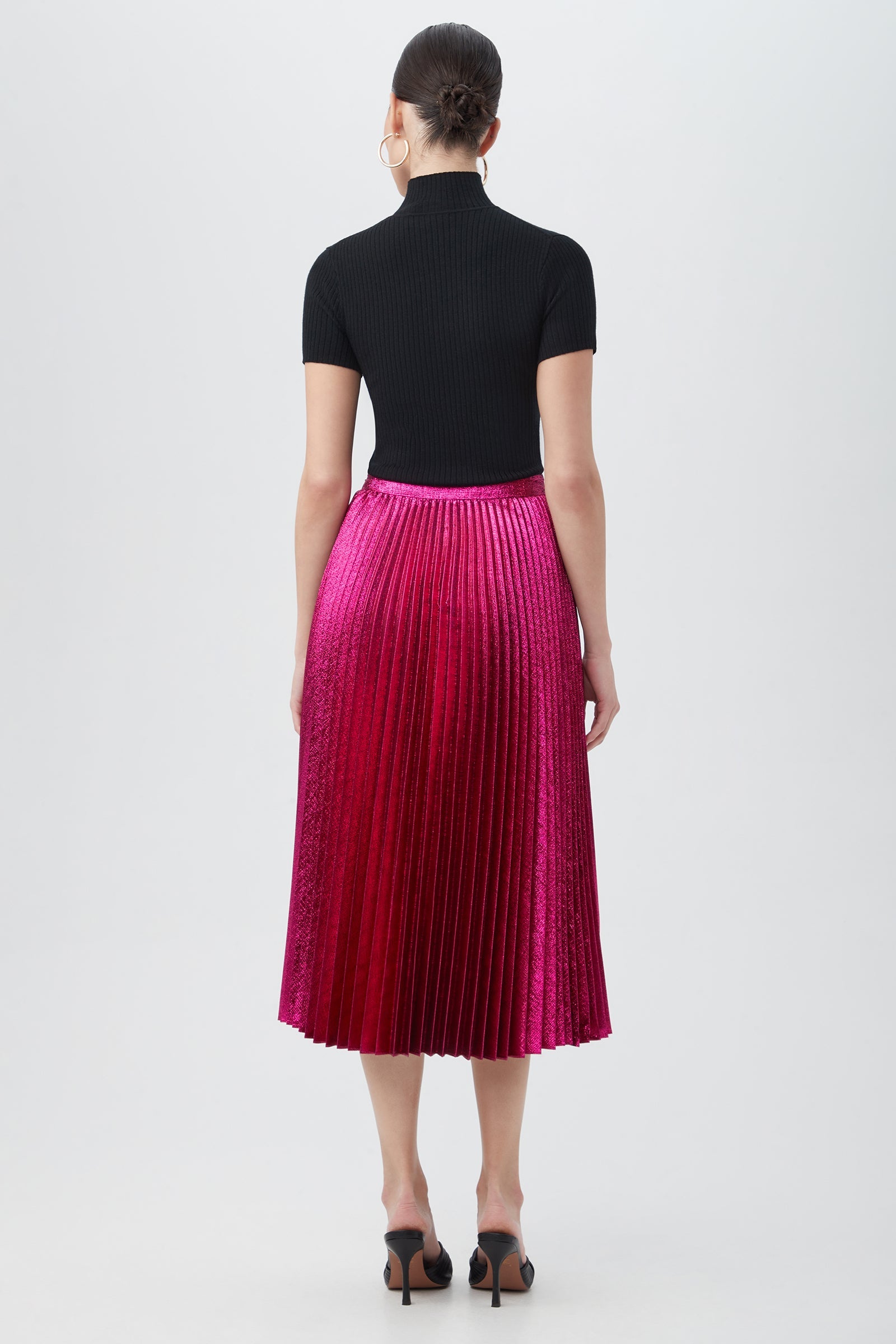 Faye Luminary Midi Skirt With Accordion Pleats