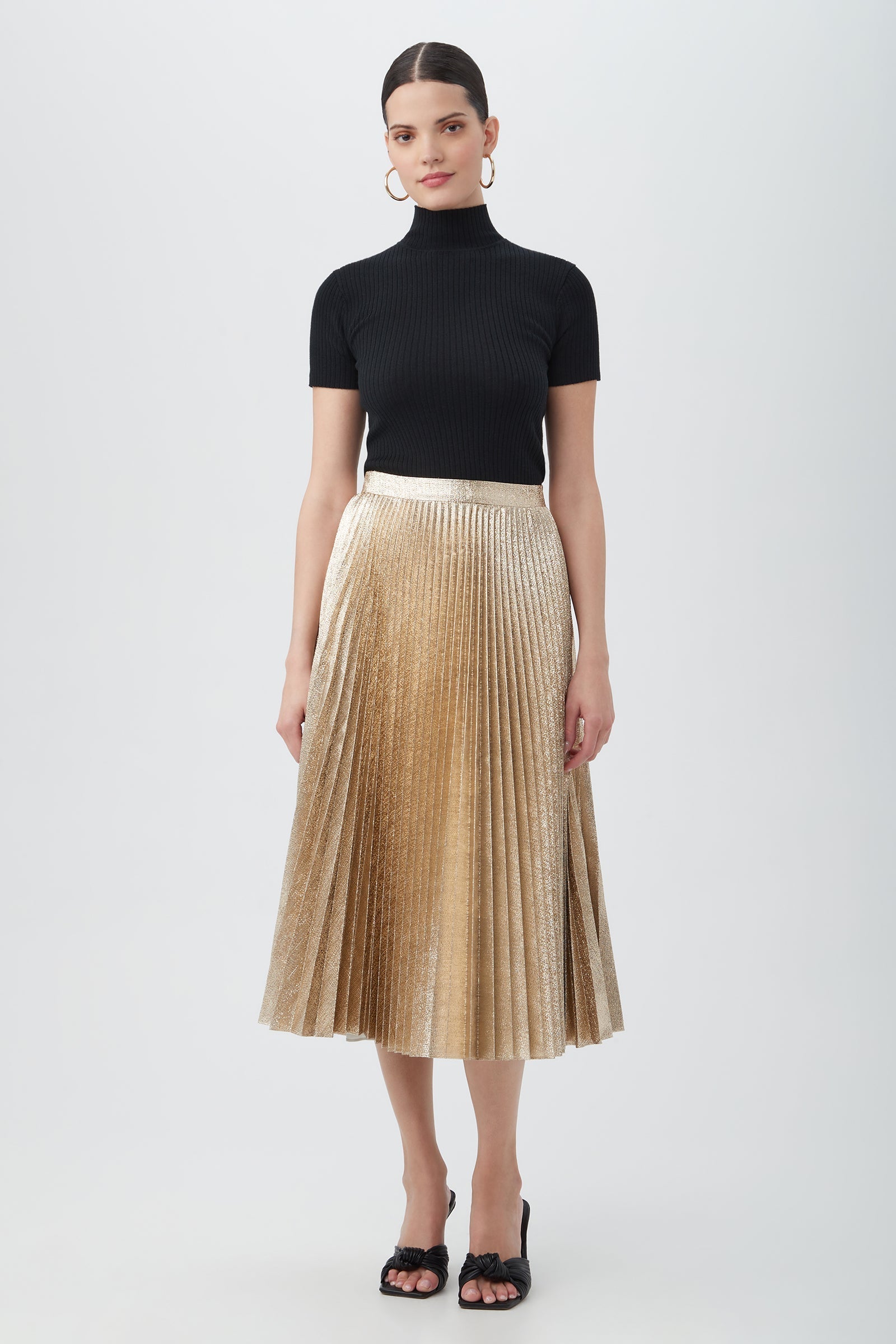 Faye Luminary Midi Skirt With Accordion Pleats