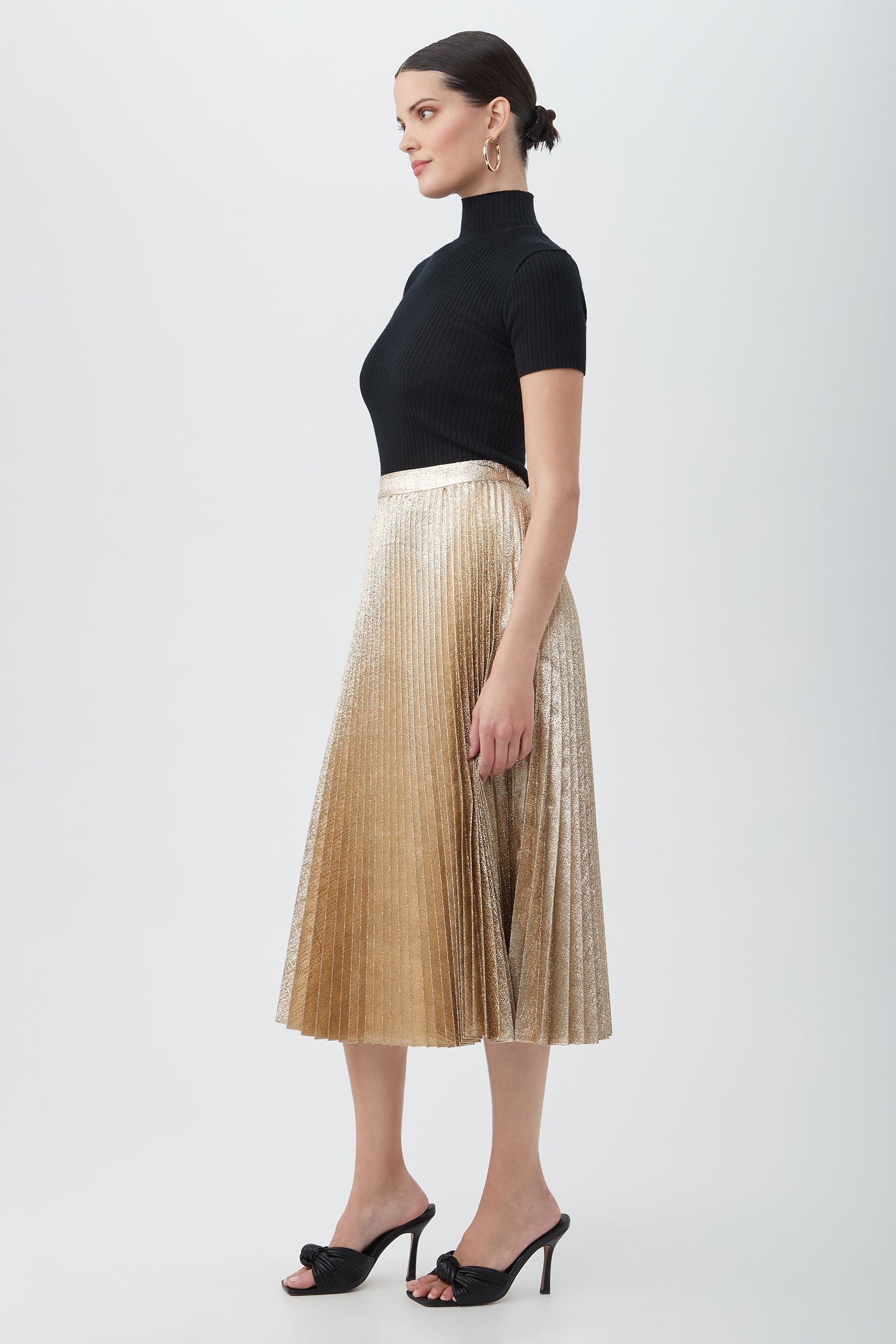 Faye Luminary Midi Skirt With Accordion Pleats