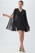 Celestina Crepe Knit Sheath Dress With Long Sheer Split Sleeves