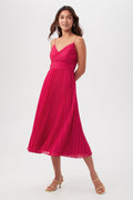 Natalie Sleeveless A-Line Midi Dress With Accordion Pleats