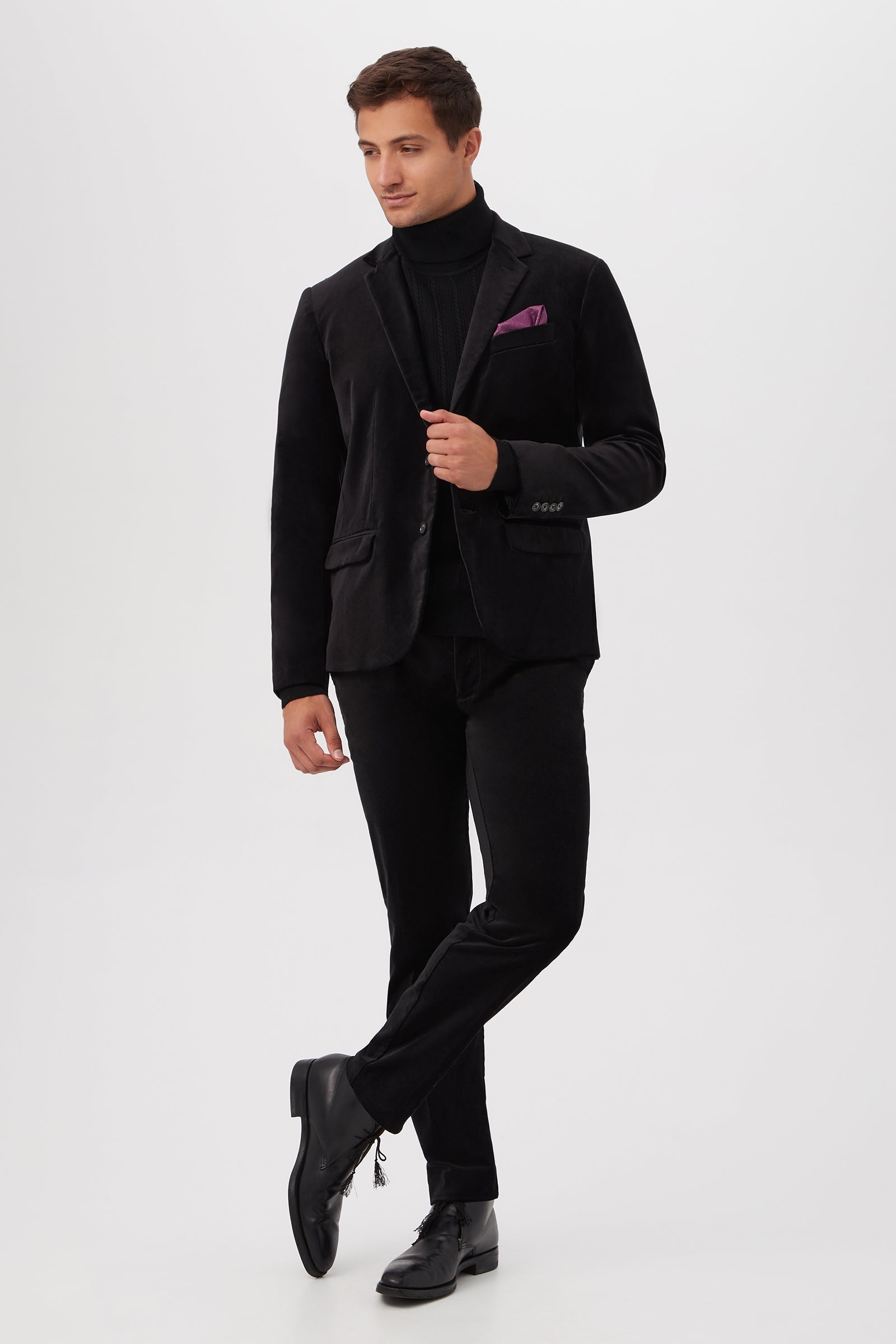 Clyde Slim Trouser - Black Velveteen
